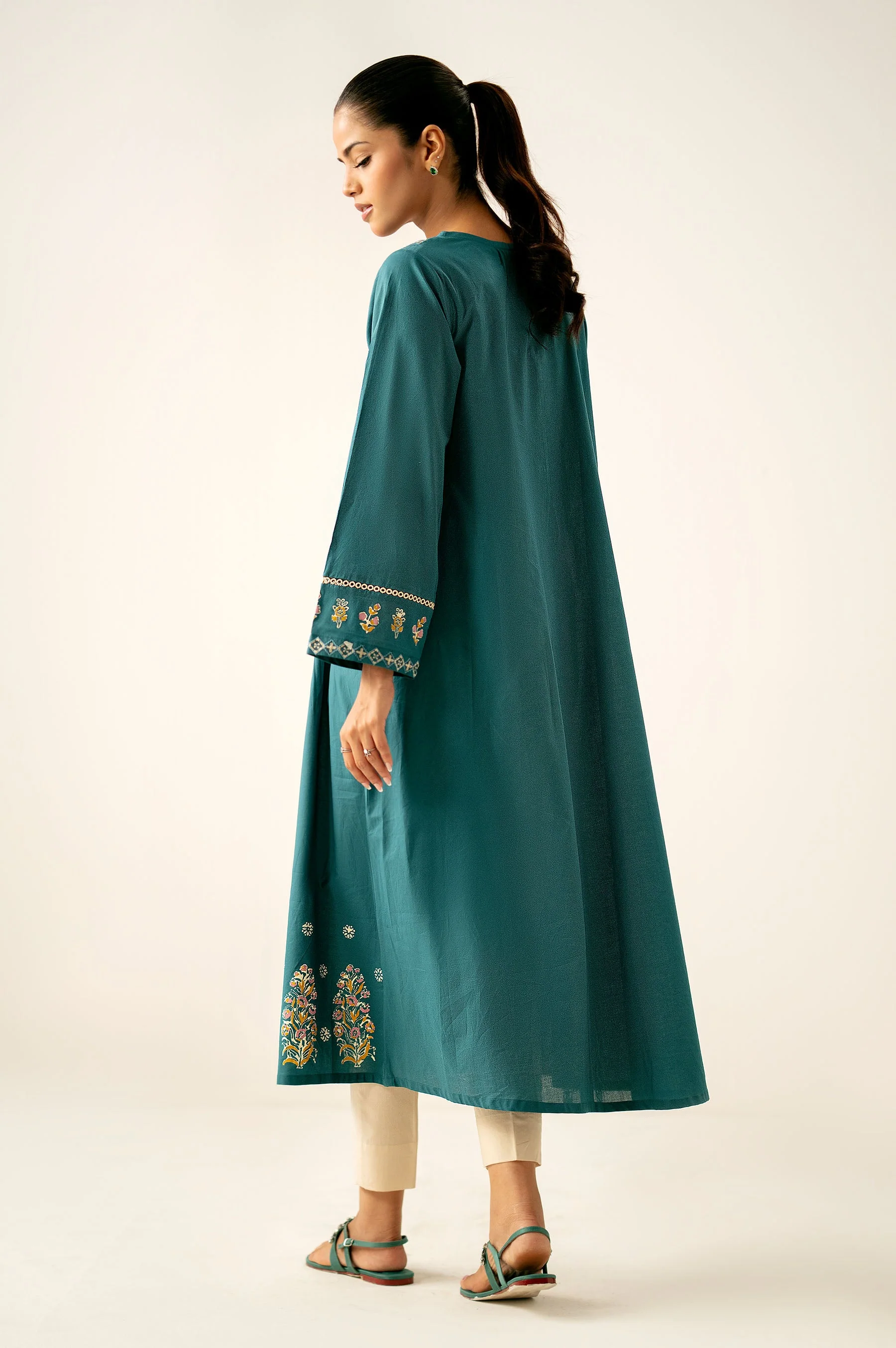 Stitched 1 Piece Dyed Embroidered Cambric Shirt - Image 5