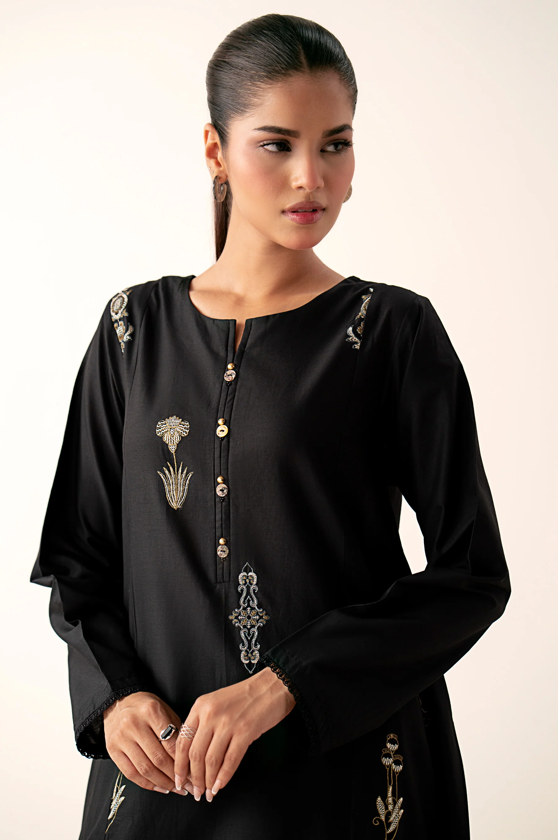 Stitched 1 Piece Embroidered Cambric Shirt - Image 2