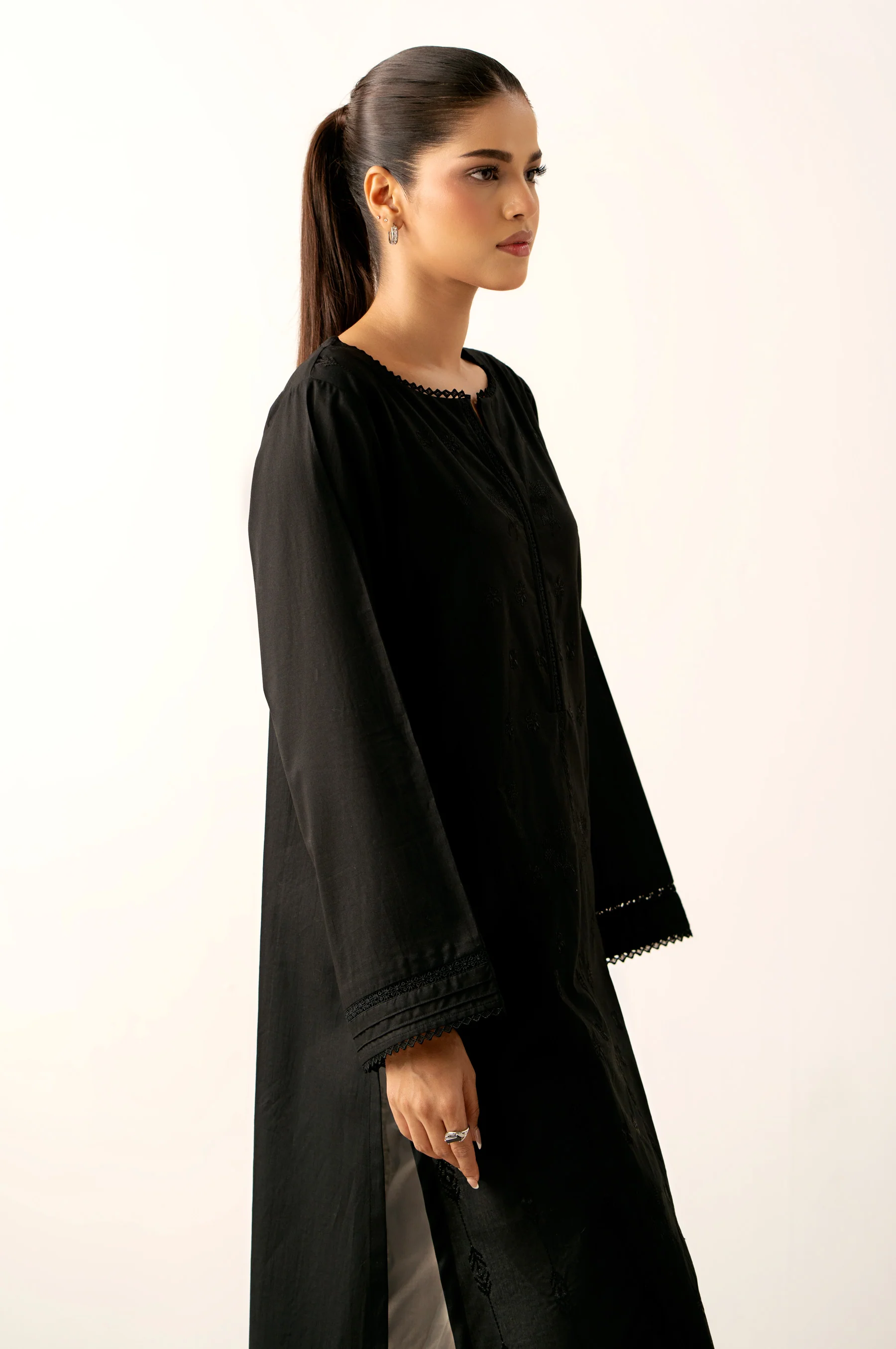 Stitched 1 Piece Embroidered Cambric Shirt - Image 2