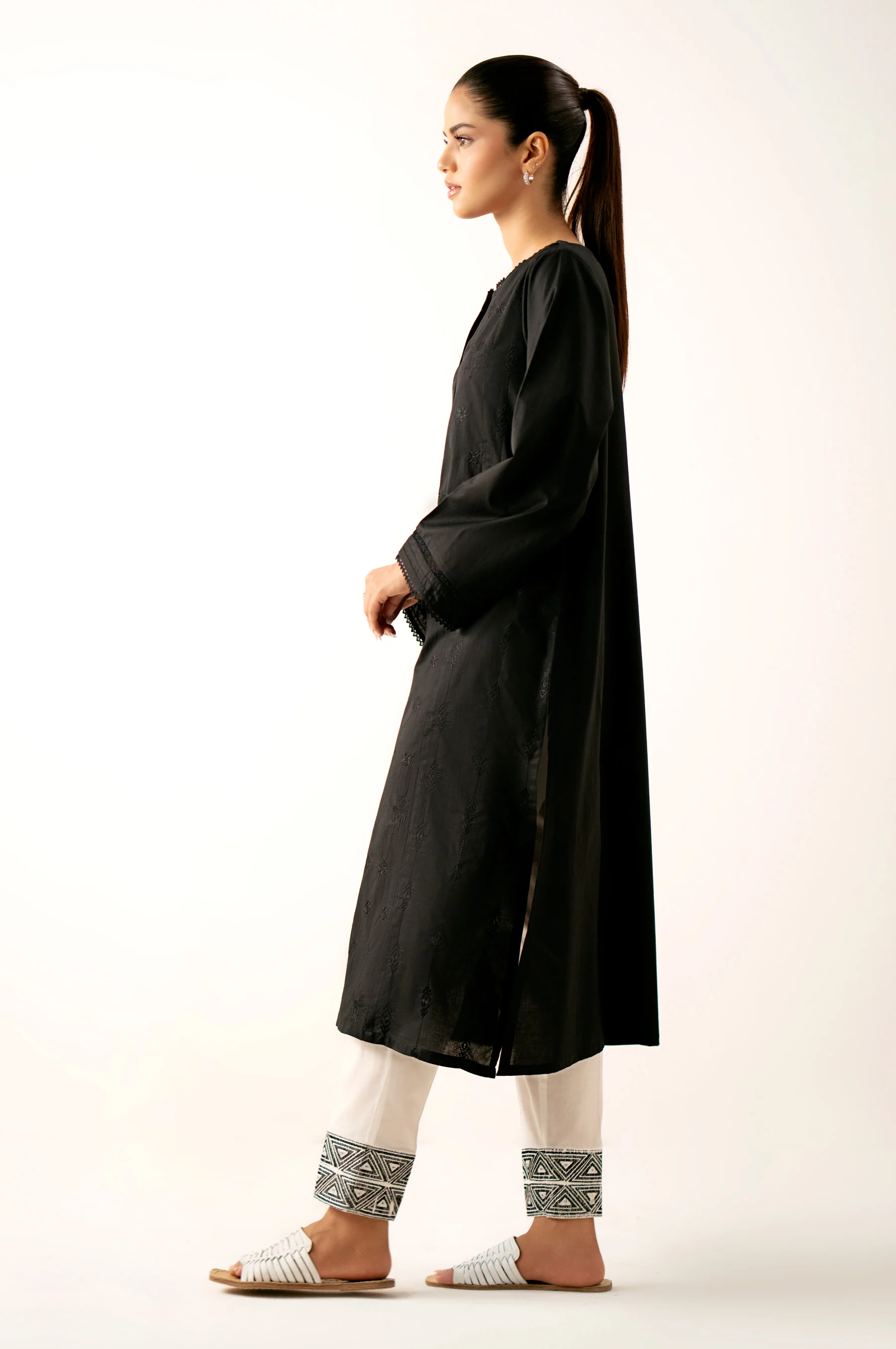 Stitched 1 Piece Embroidered Cambric Shirt - Image 3