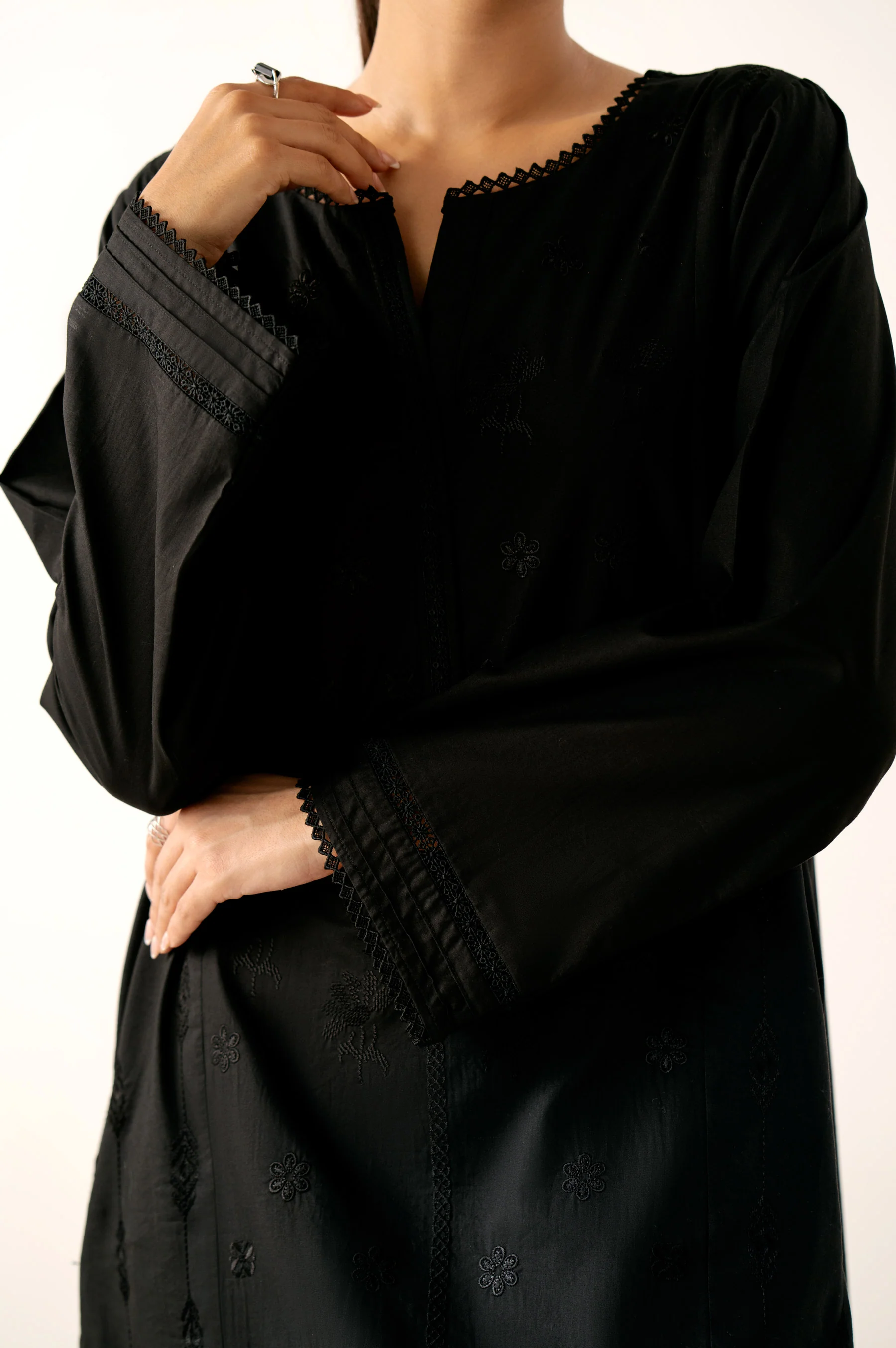 Stitched 1 Piece Embroidered Cambric Shirt - Image 6