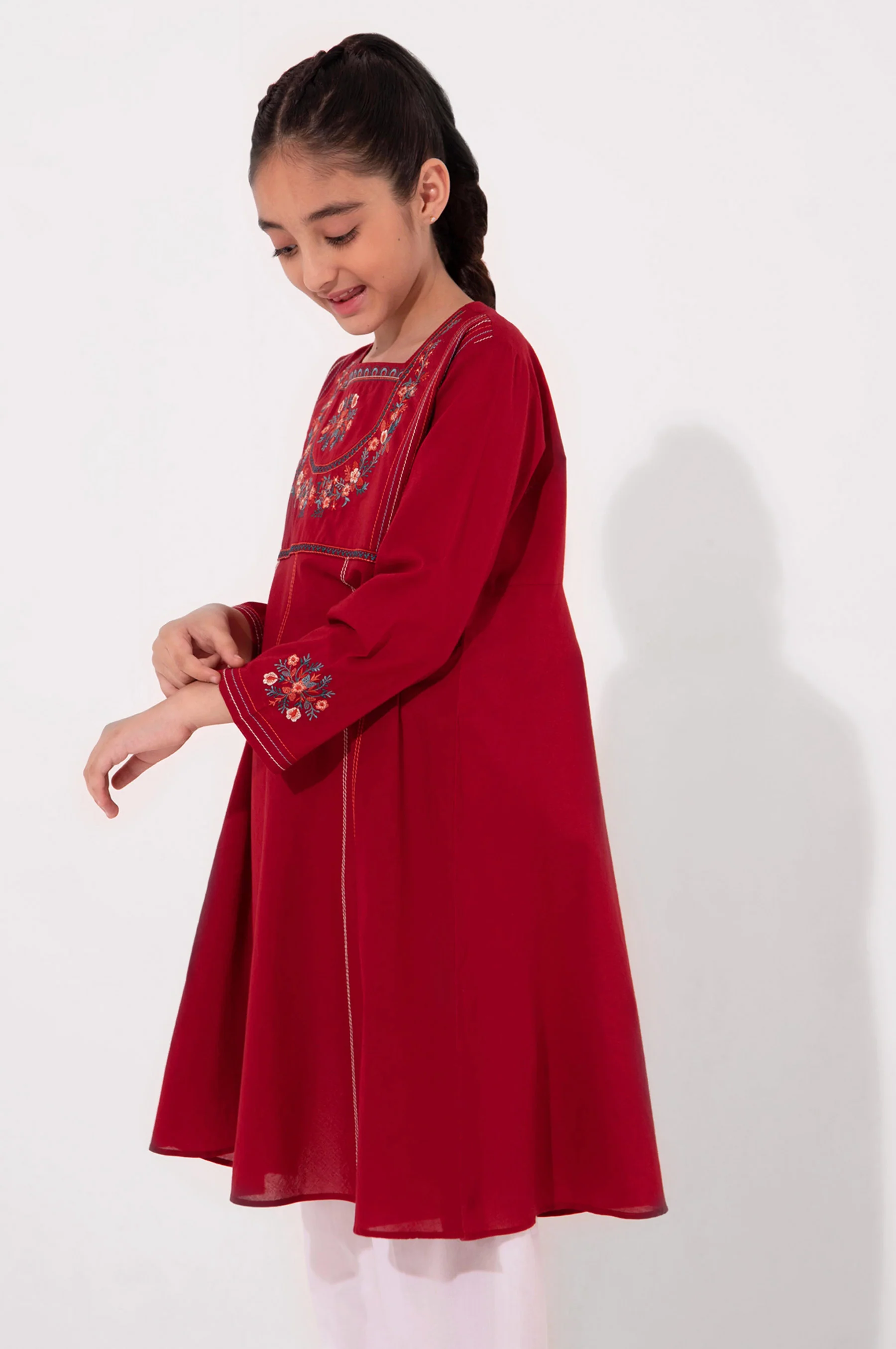 Stitched 1 Piece Embroidered Cambric Shirt - Image 2