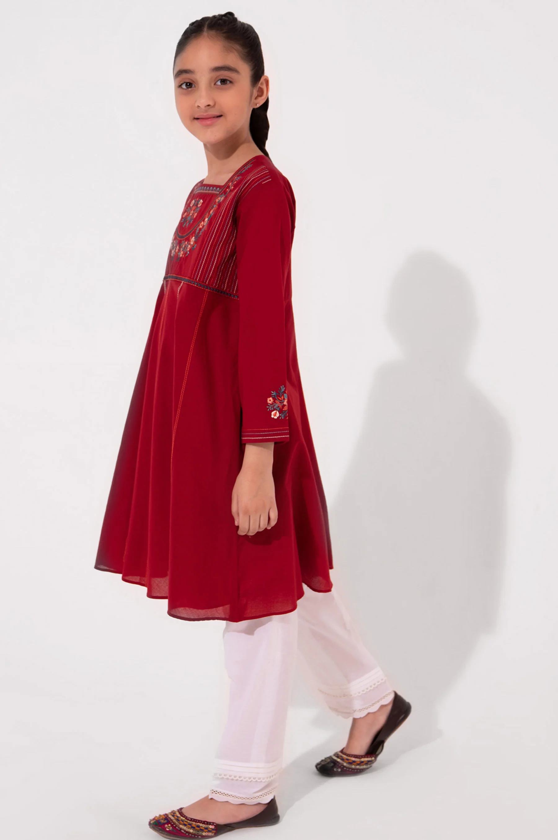 Stitched 1 Piece Embroidered Cambric Shirt - Image 4