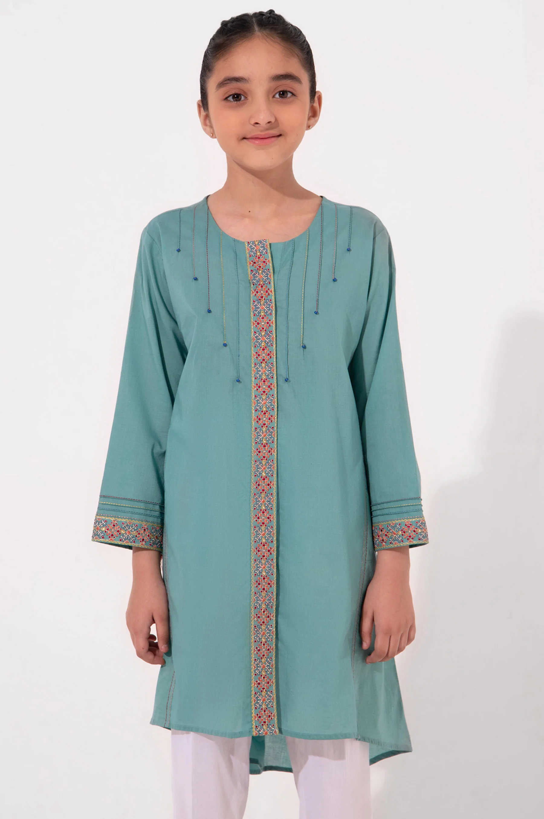 Stitched 1 Piece Embroidered Cambric Shirt - Image 3