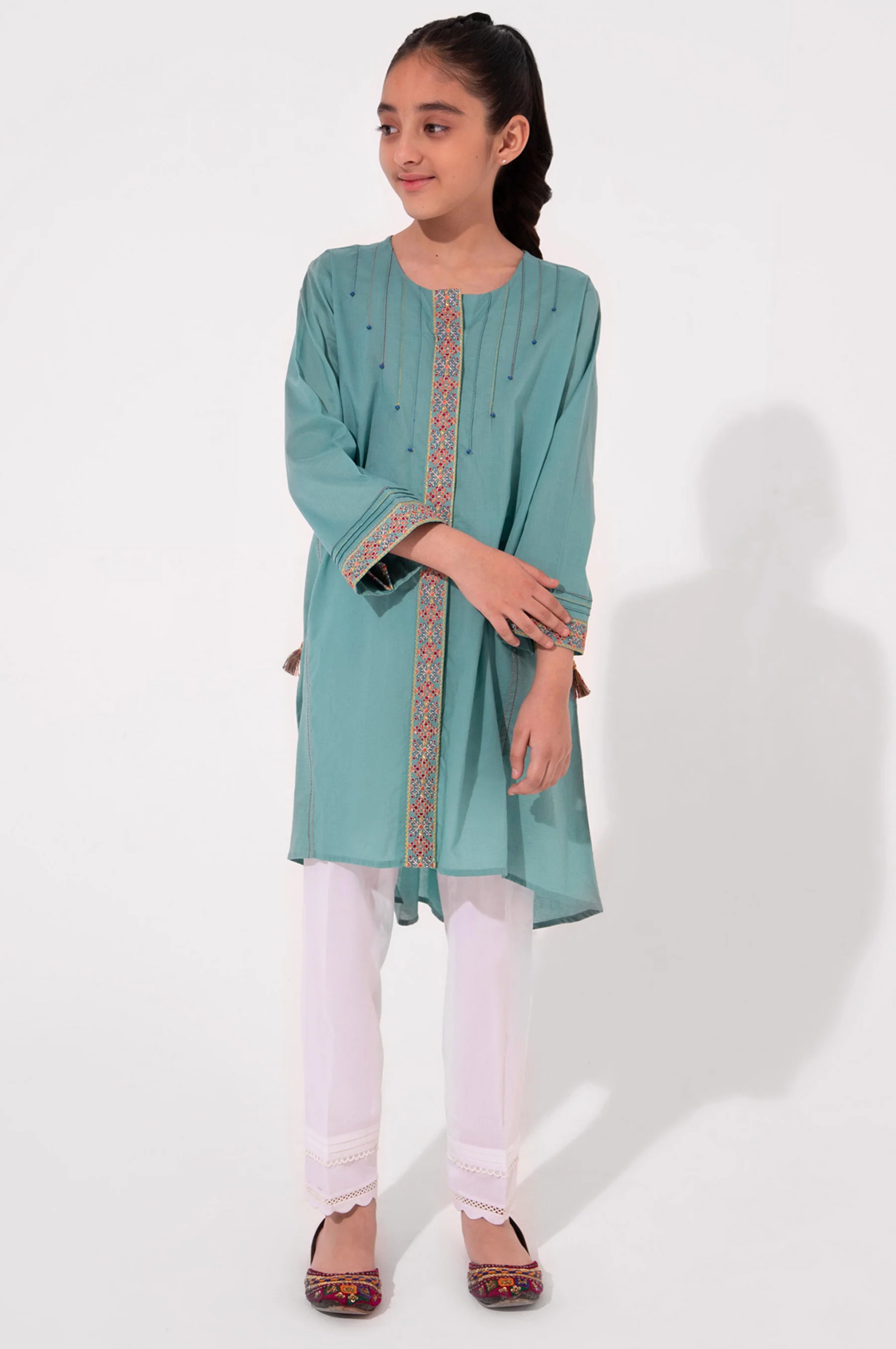 Stitched 1 Piece Embroidered Cambric Shirt - Image 4