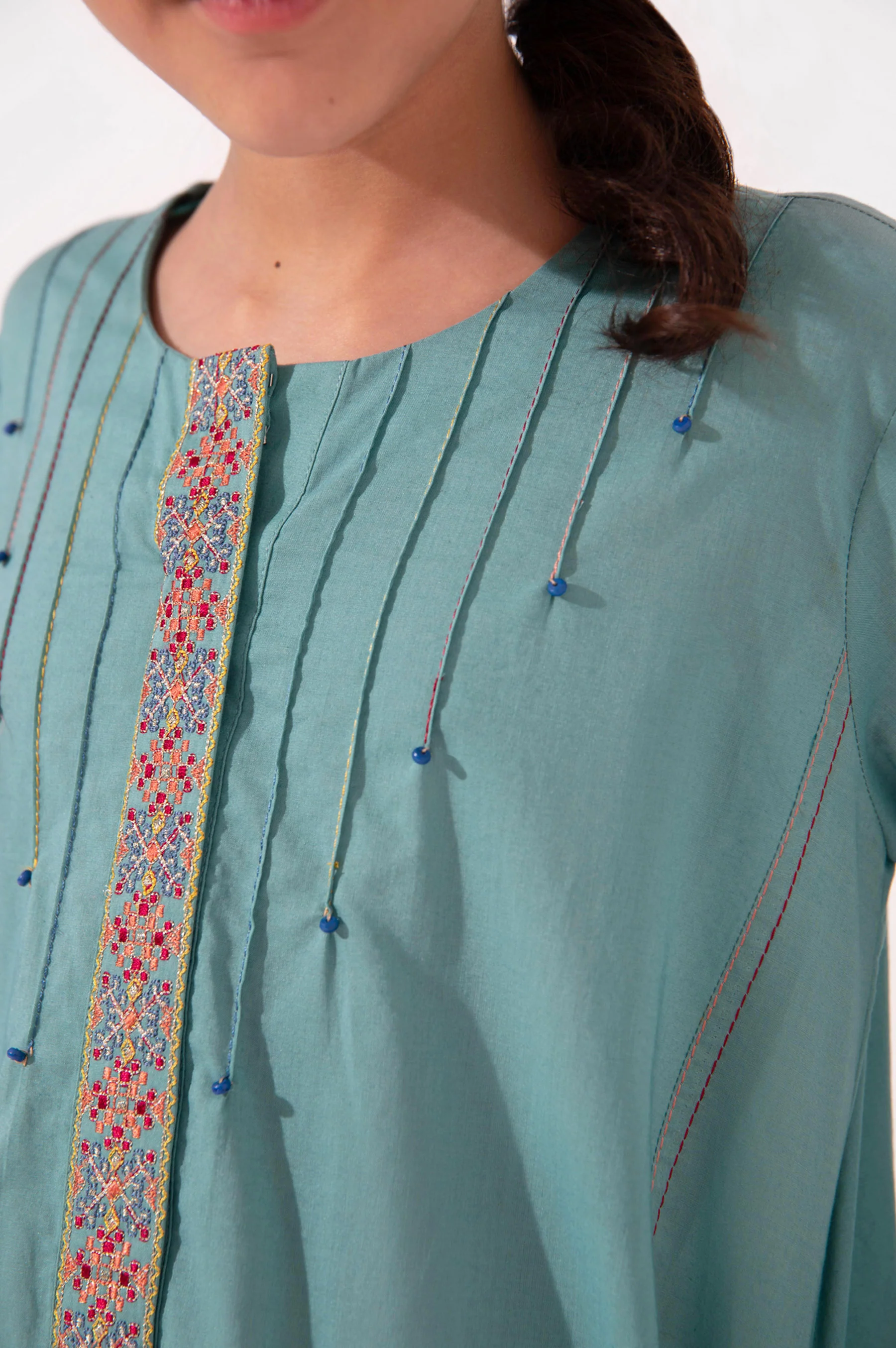 Stitched 1 Piece Embroidered Cambric Shirt - Image 5