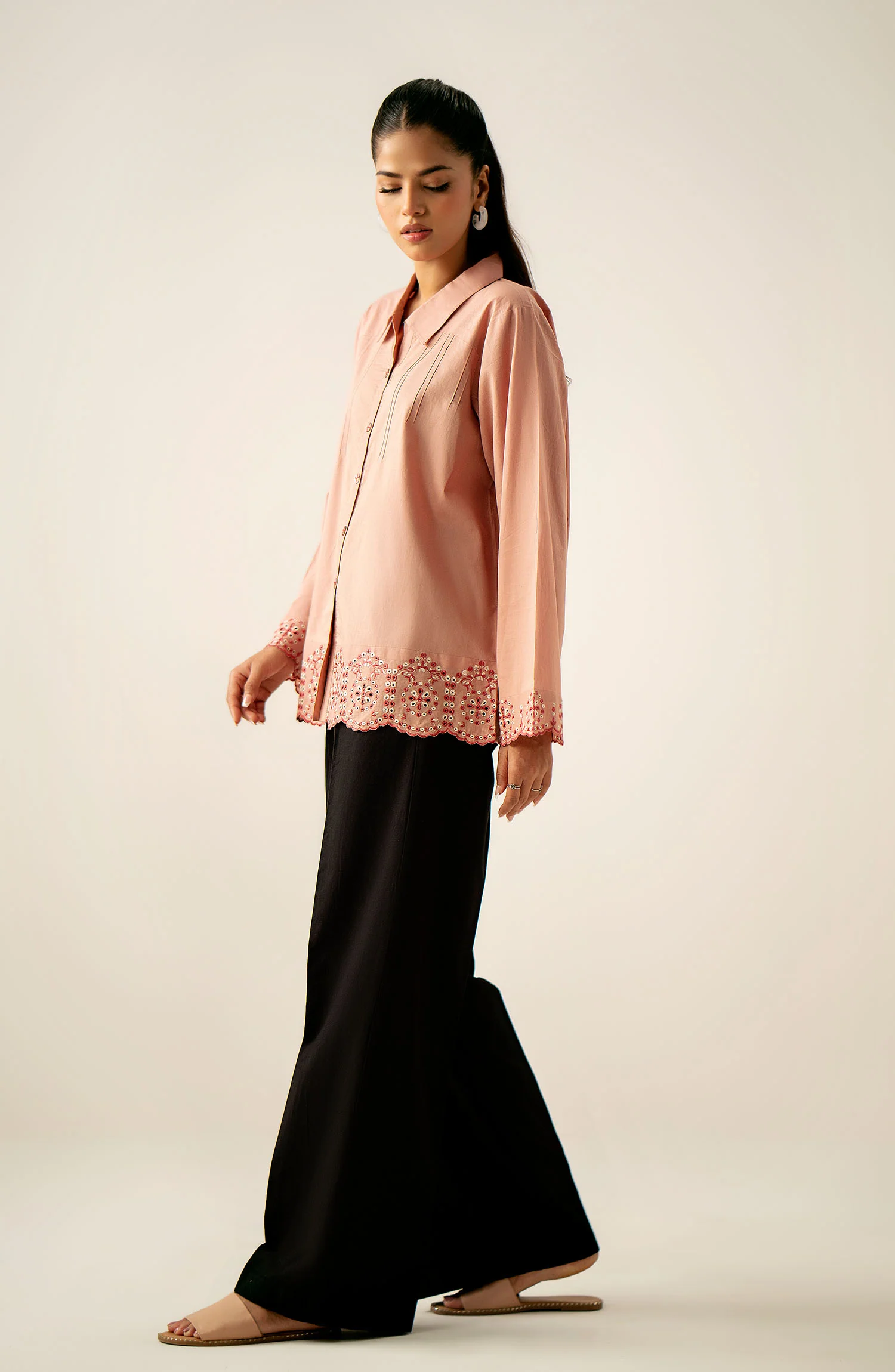 Stitched 1 Piece Embroidered Cambric Top - Image 4