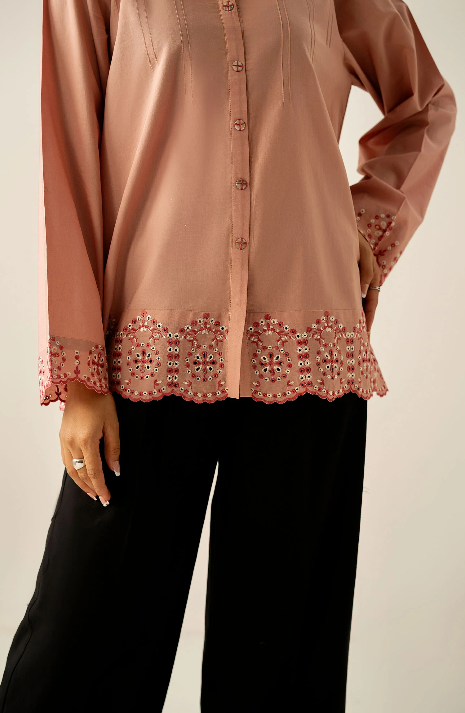 Stitched 1 Piece Embroidered Cambric Top - Image 6