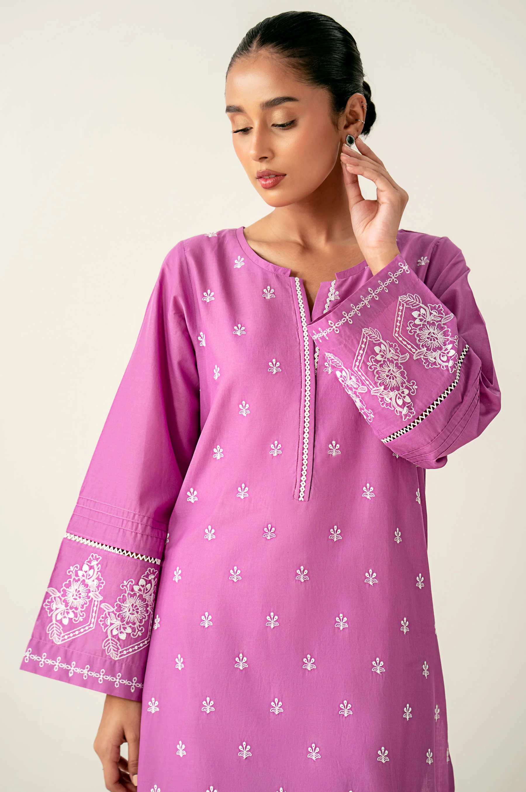 Stitched 1 Piece Embroidered Chikankari Lawn Shirt - Image 2