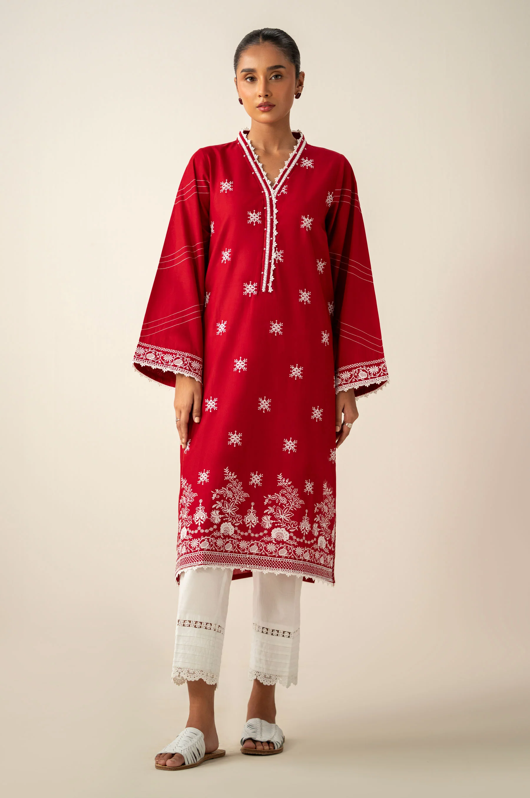 Stitched 1 Piece Embroidered Chikankari Lawn Shirt