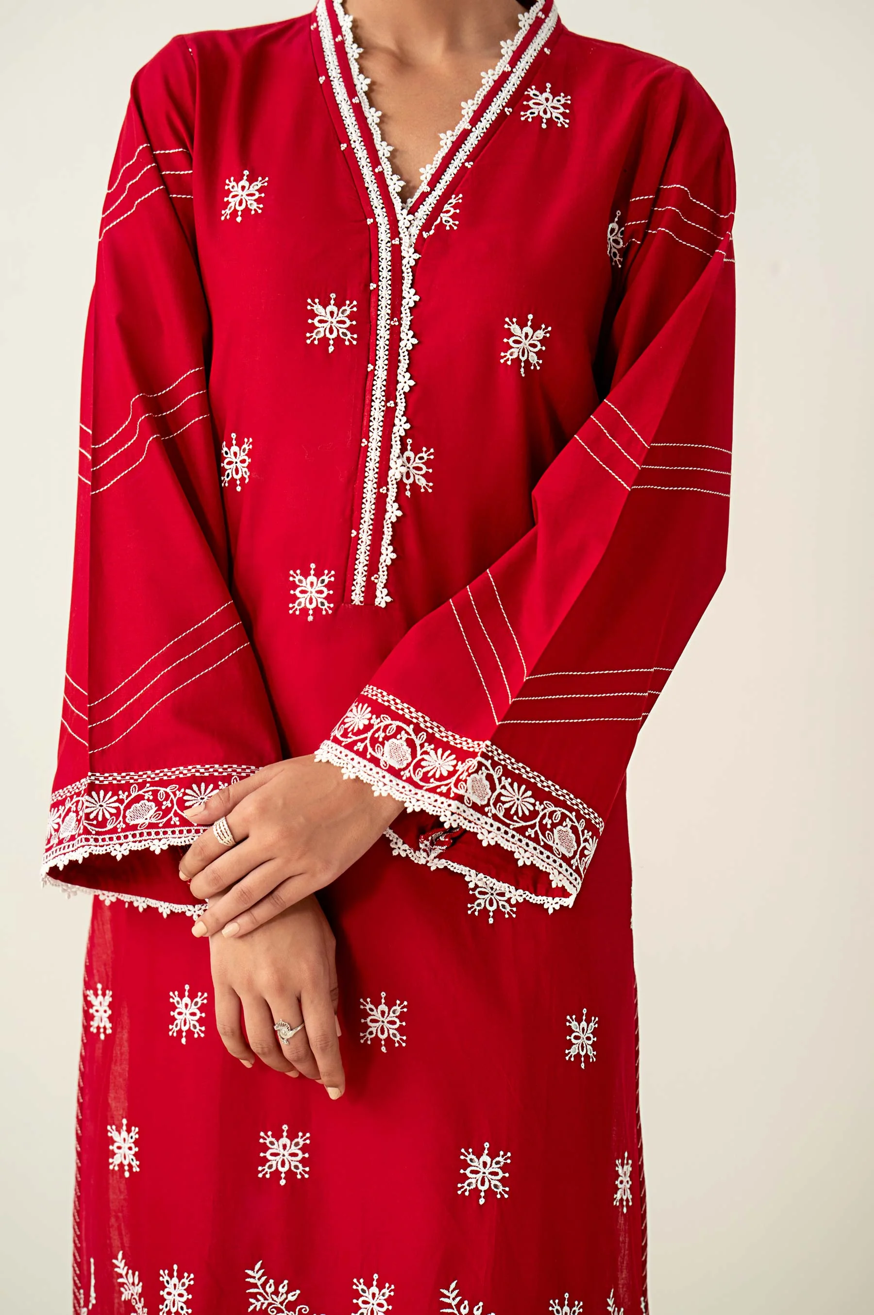 Stitched 1 Piece Embroidered Chikankari Lawn Shirt - Image 2
