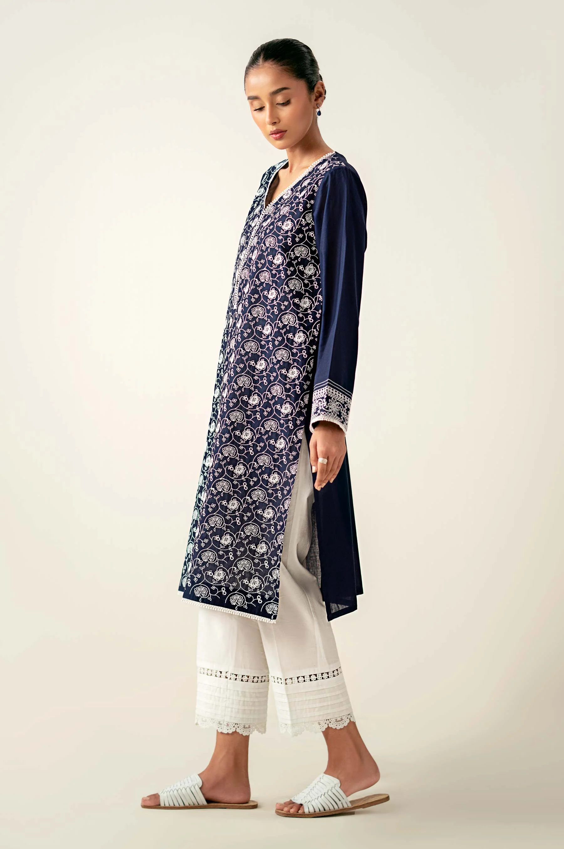 Stitched 1 Piece Embroidered Chikankari Lawn Shirt - Image 4