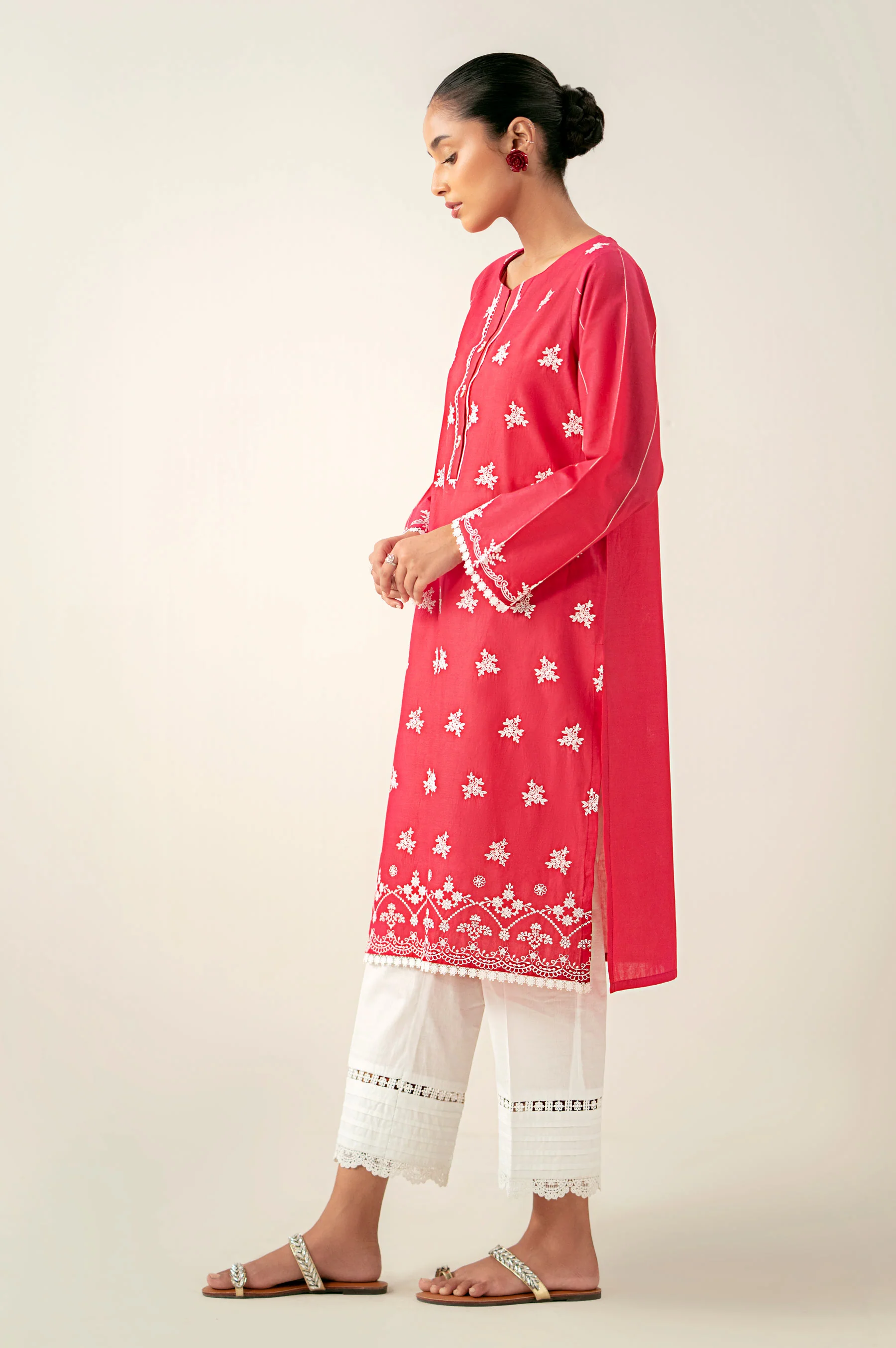 Stitched 1 Piece Embroidered Chikankari Lawn Shirt - Image 2
