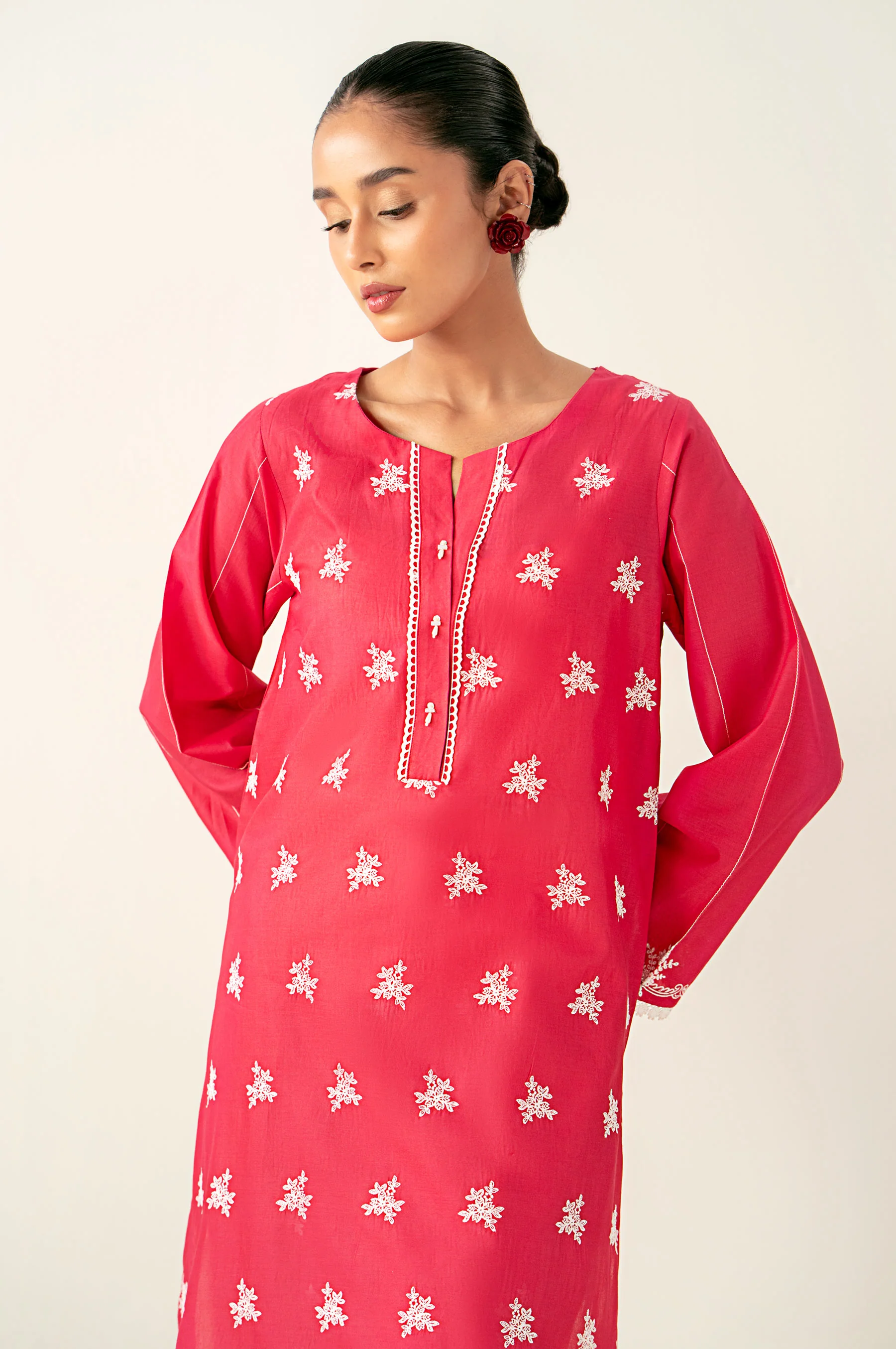 Stitched 1 Piece Embroidered Chikankari Lawn Shirt - Image 3