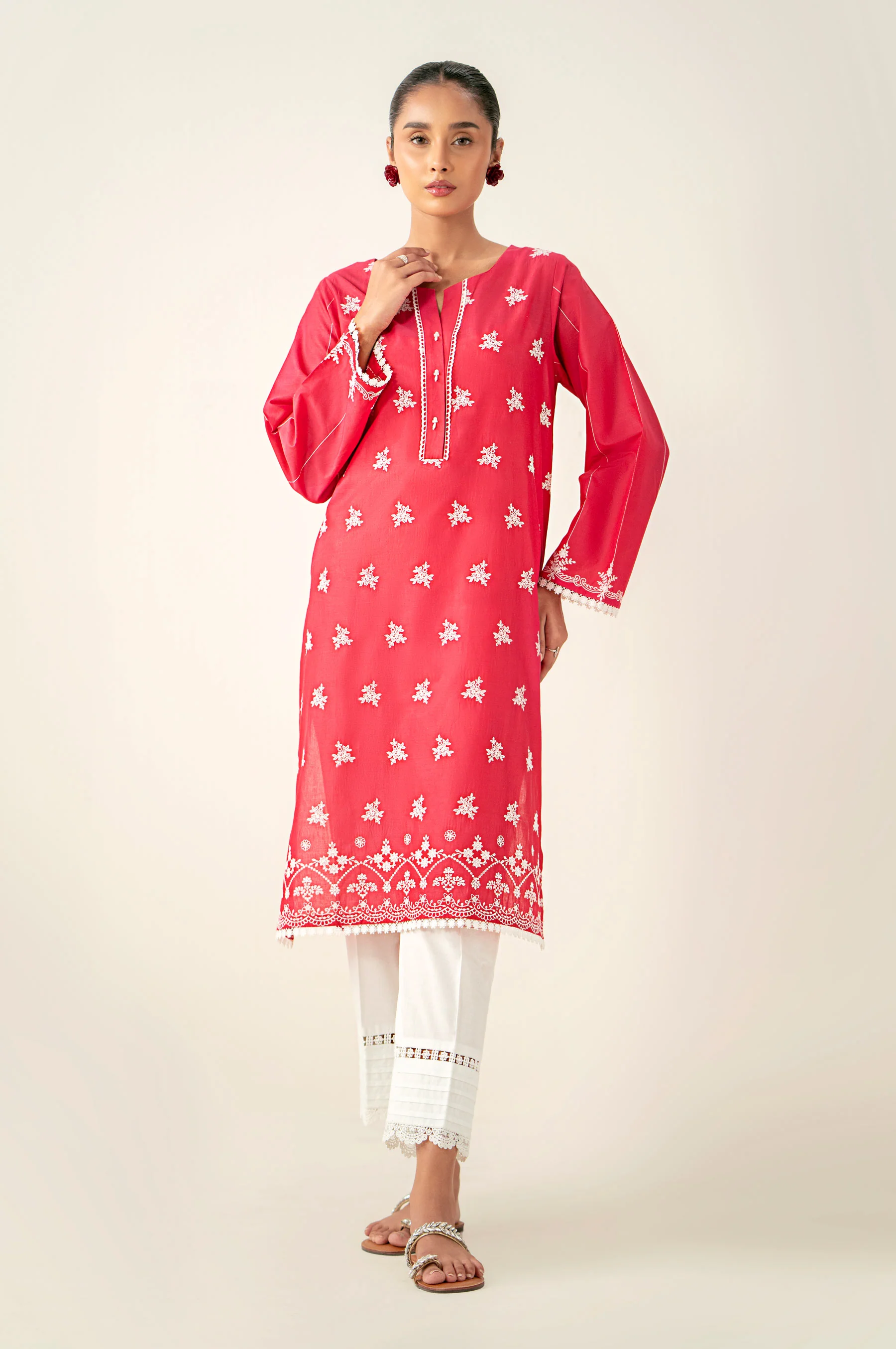 Stitched 1 Piece Embroidered Chikankari Lawn Shirt - Image 4