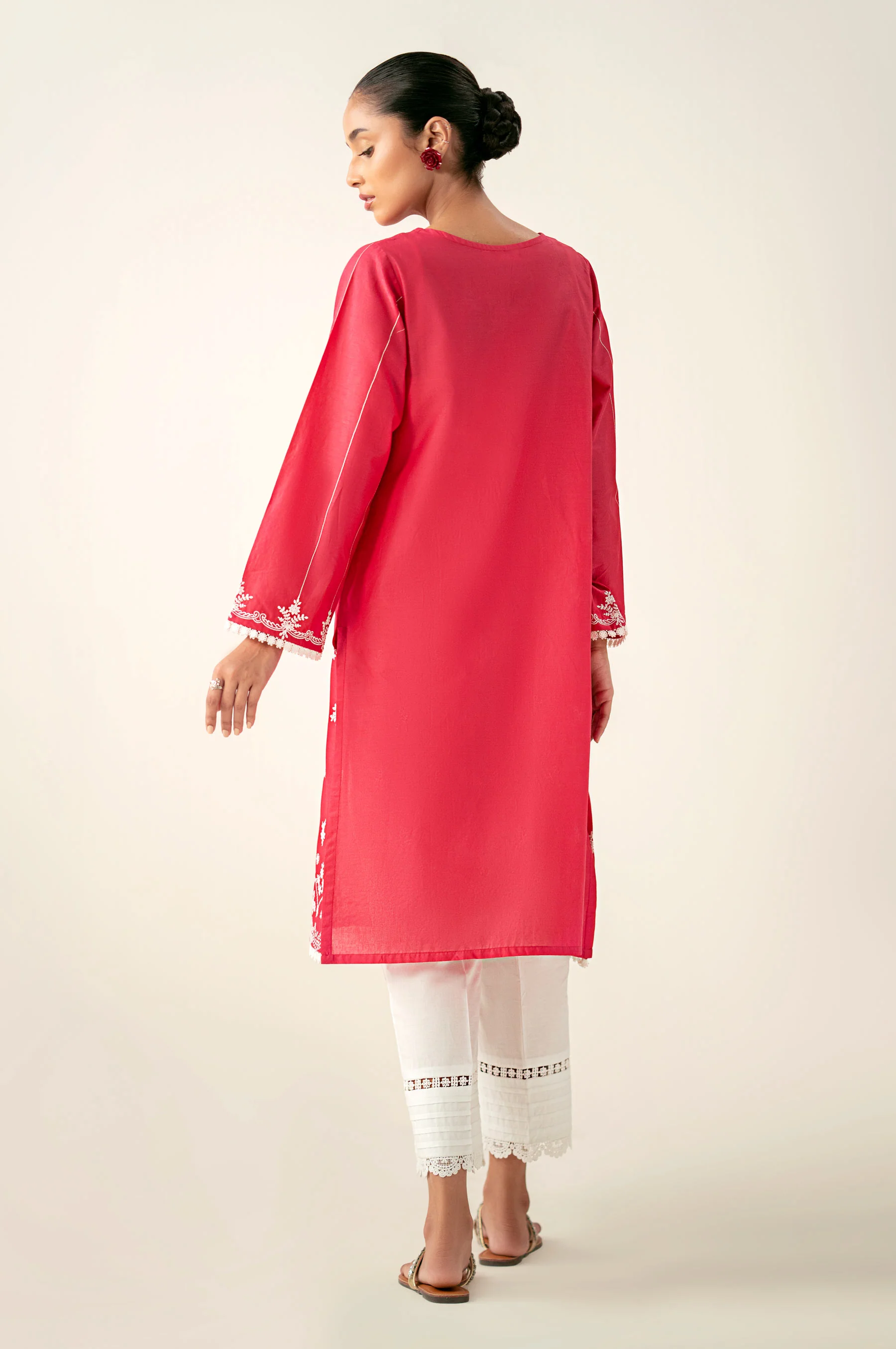 Stitched 1 Piece Embroidered Chikankari Lawn Shirt - Image 5