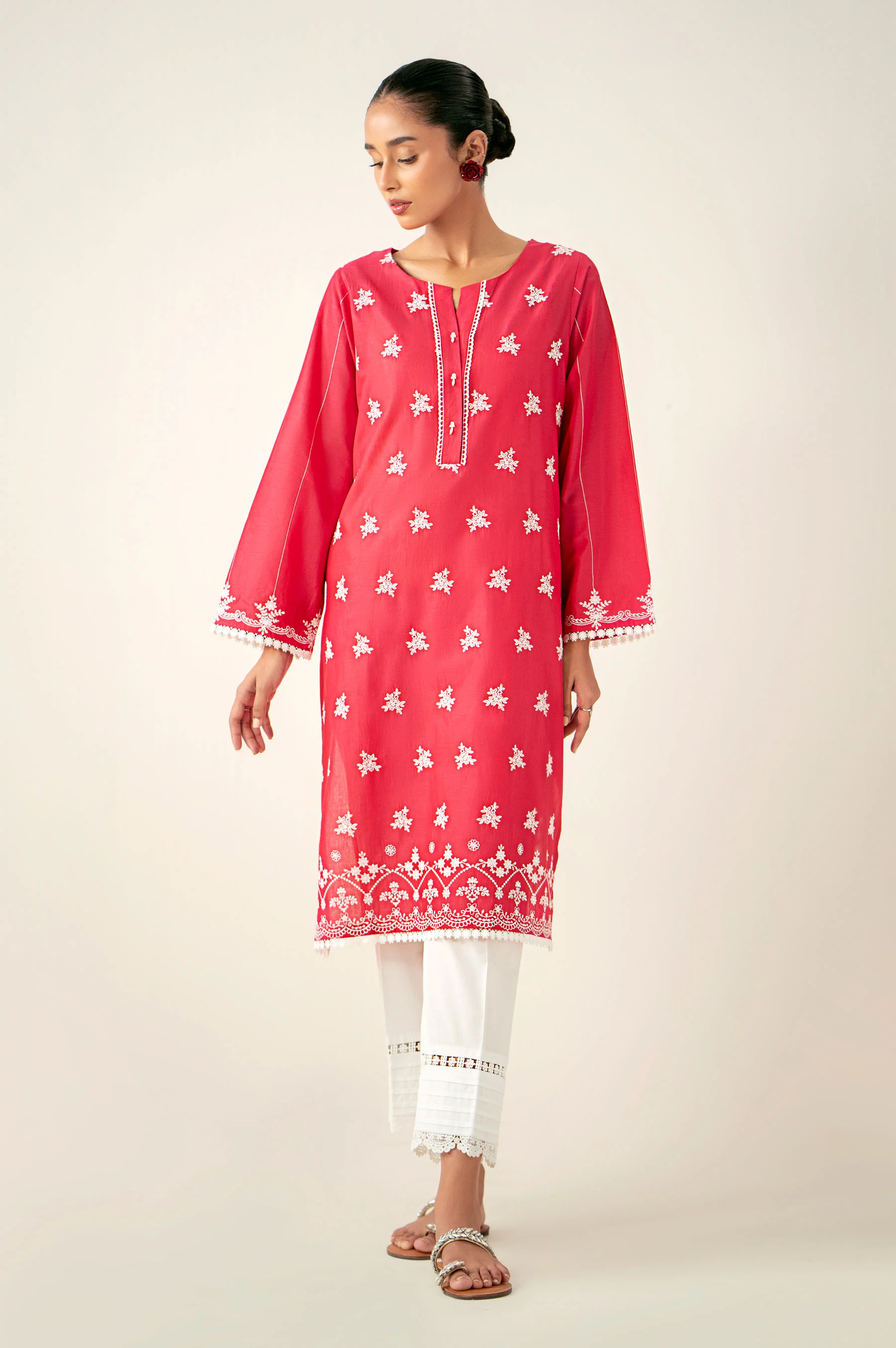 Stitched 1 Piece Embroidered Chikankari Lawn Shirt - Image 6