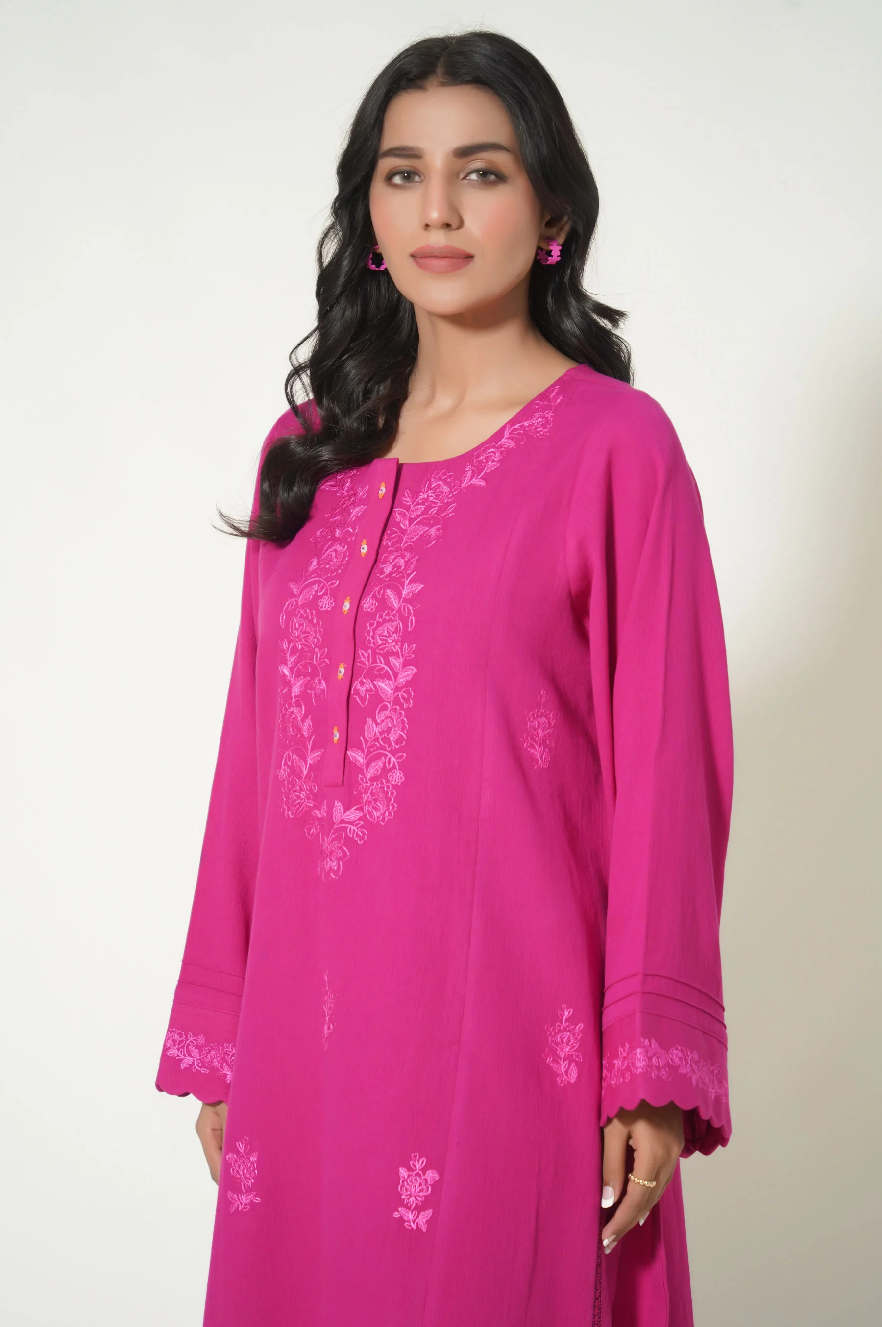 Stitched 1 Piece Embroidered Cottle Shirt - Image 4