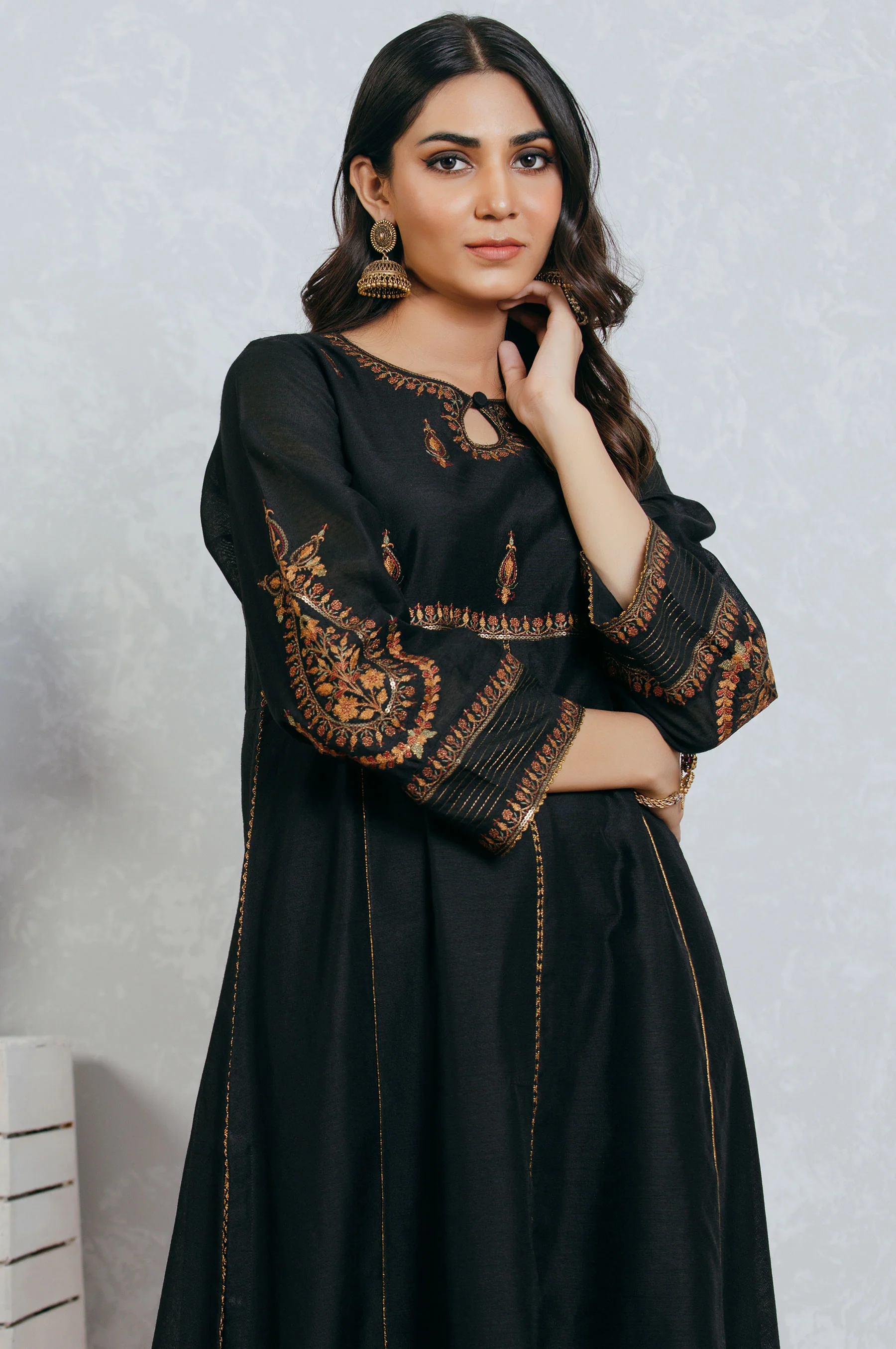 Stitched 1 Piece Cotton Net Embroidered Shirt