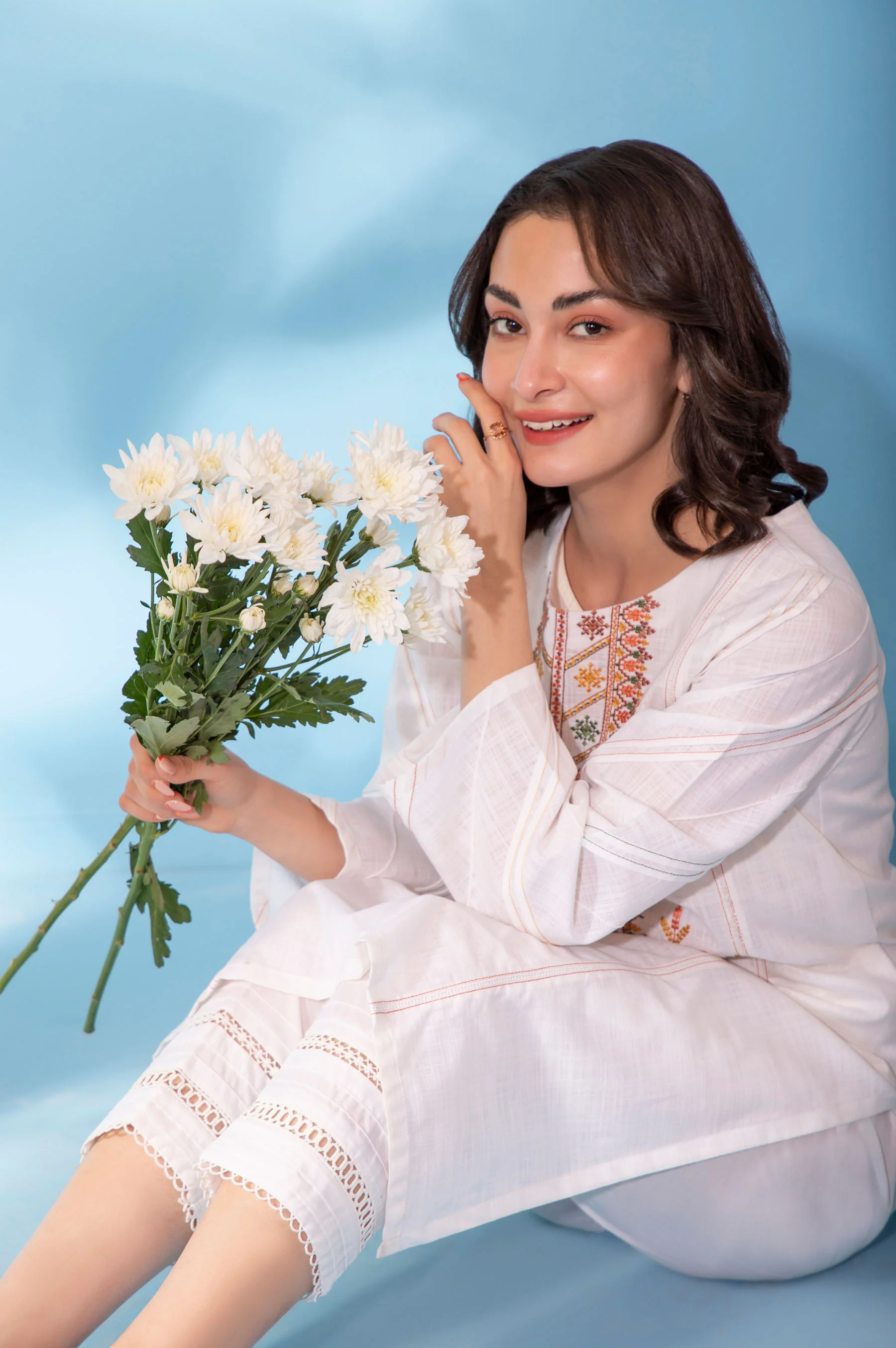 Stitched 1 Piece Embroidered Cotton Slub Shirt - Image 4