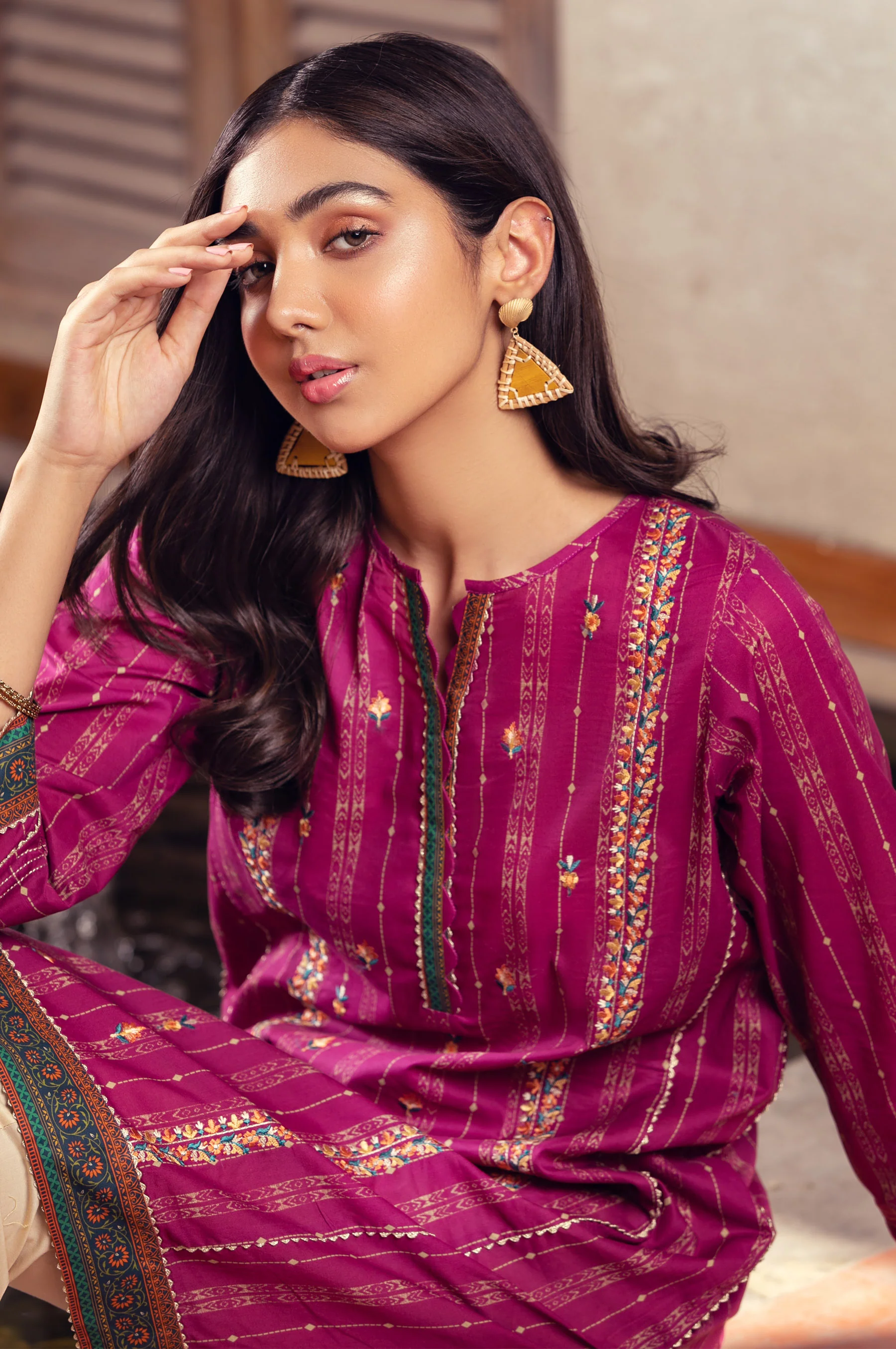 Stitched 1 Piece Embroidered Doria Lawn Shirt - Image 4