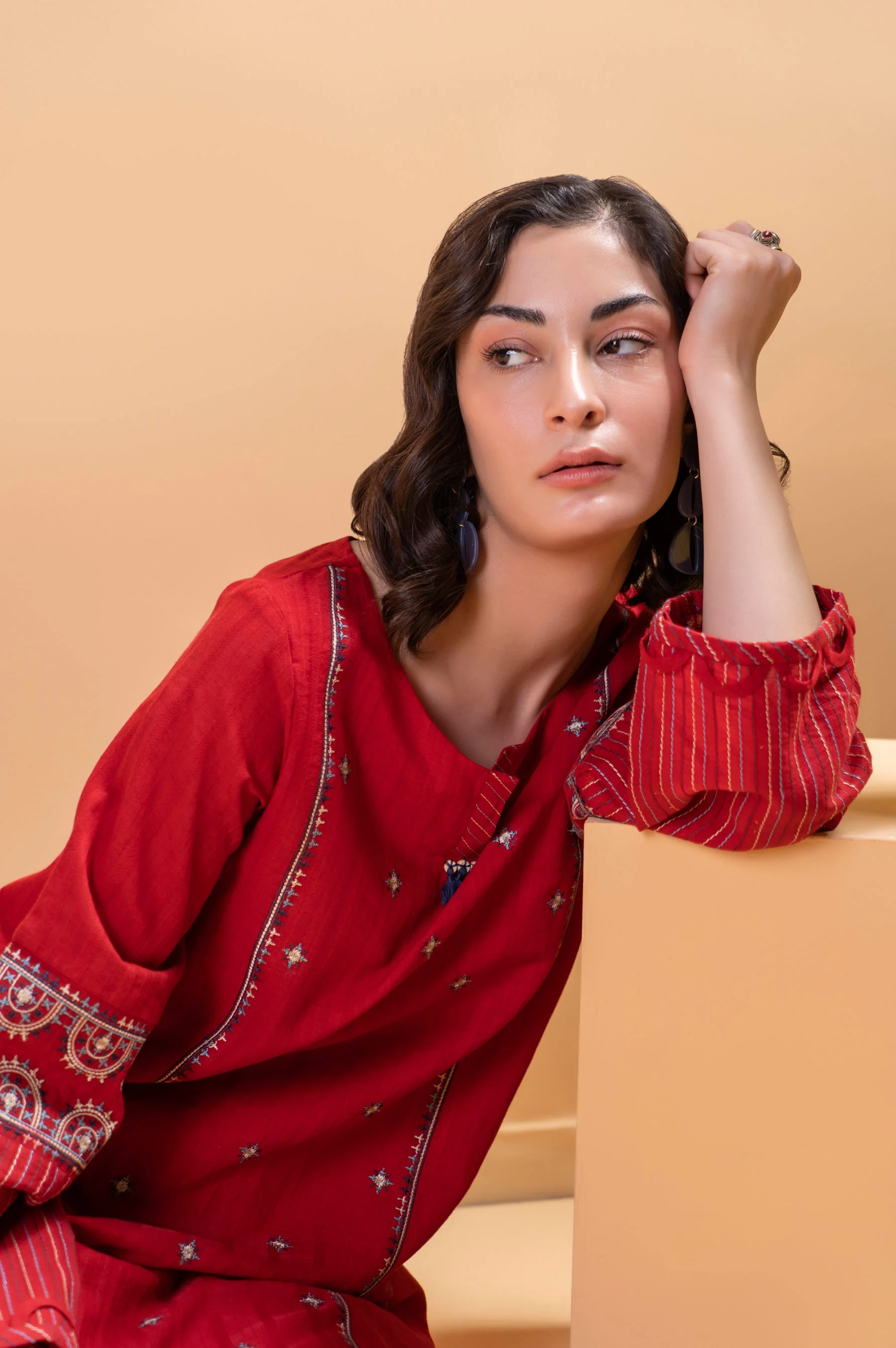 Stitched 1 Piece Embroidered Doria Shirt - Image 6