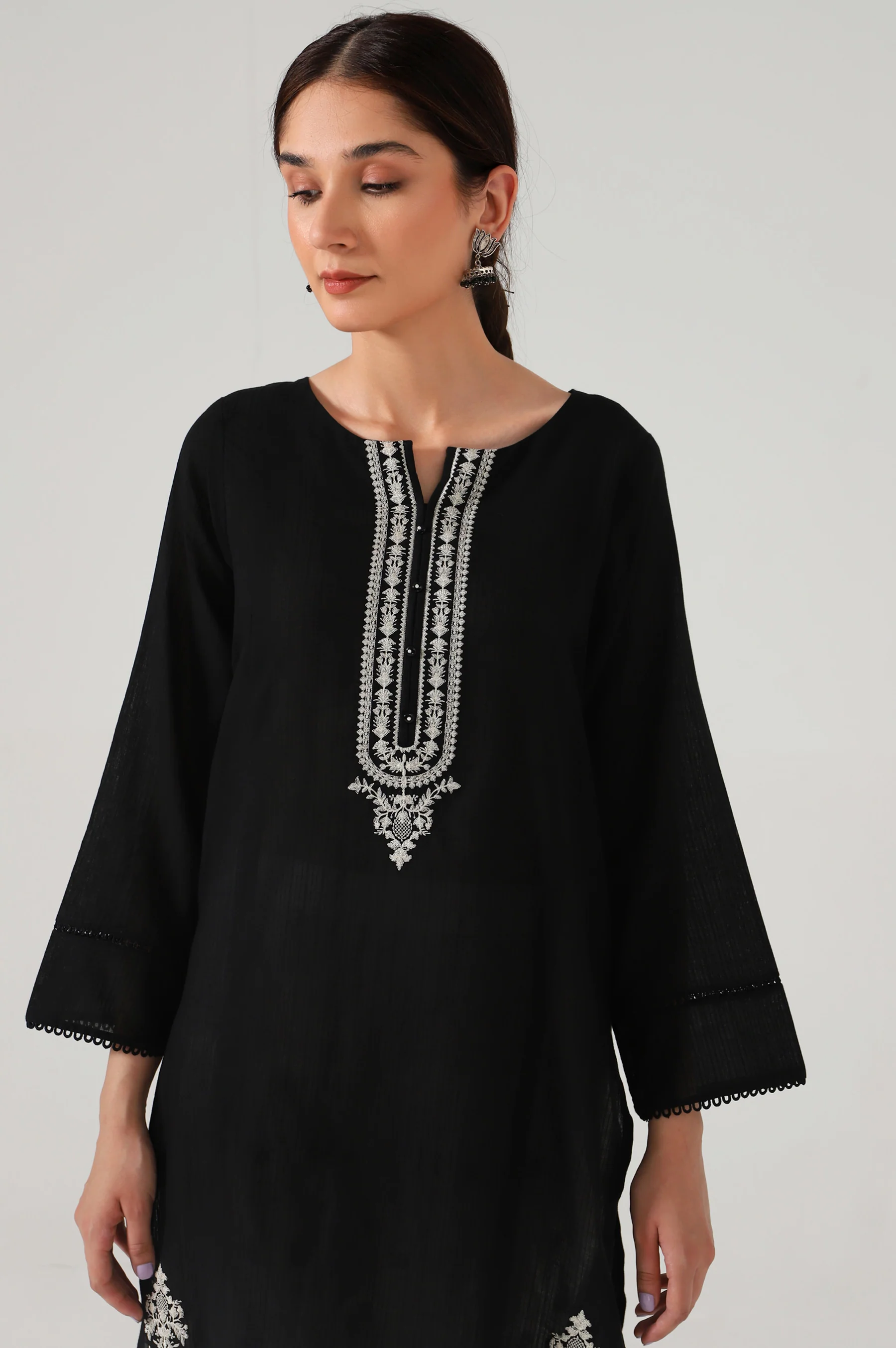 Stitched 1 Piece Embroidered Doria Shirt - Image 3