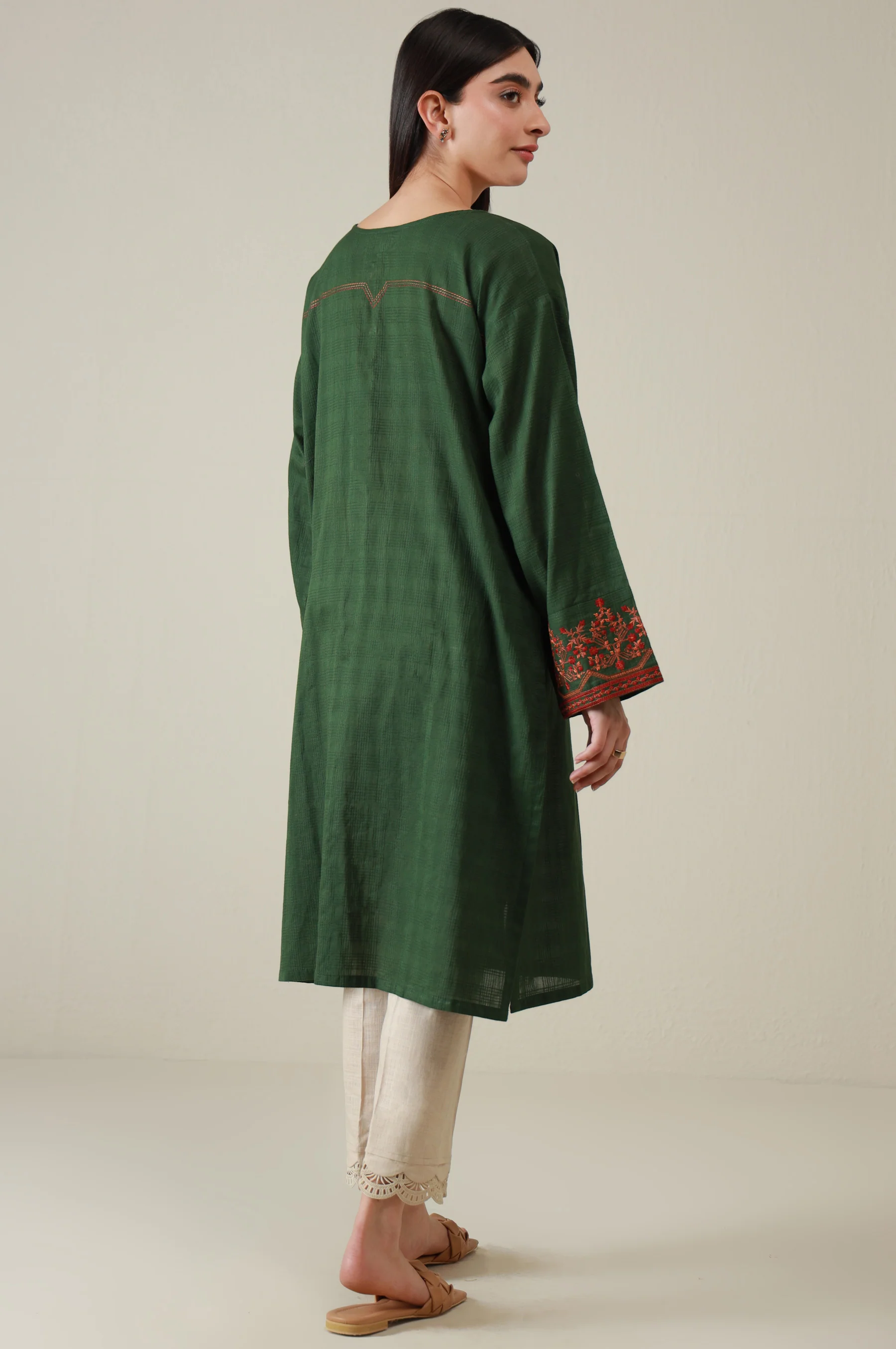 Stitched 1 Piece Embroidered Doria Shirt - Image 6