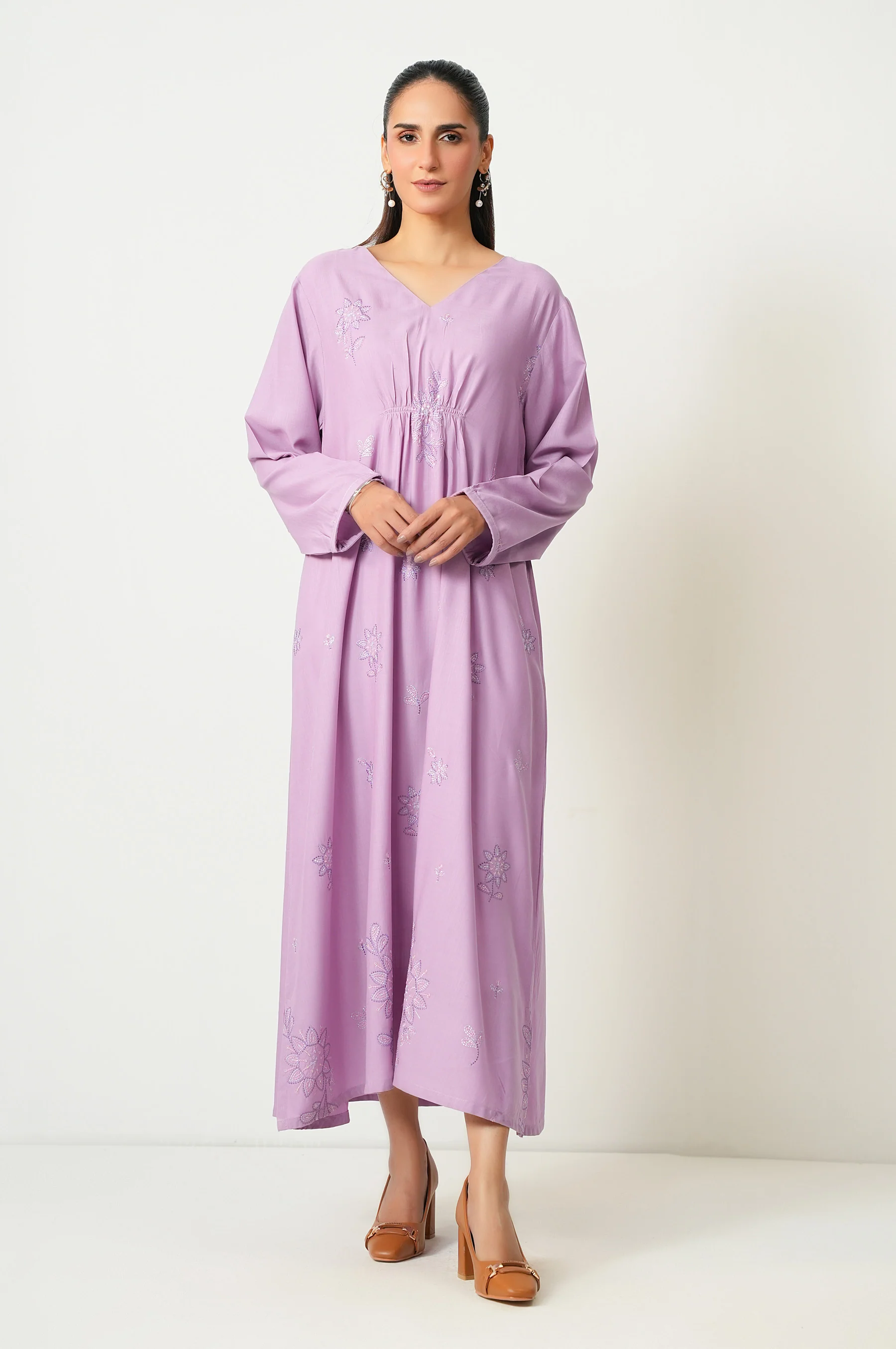 Stitched 1 Piece Embroidered Dull Raw Silk Shirt - Image 6