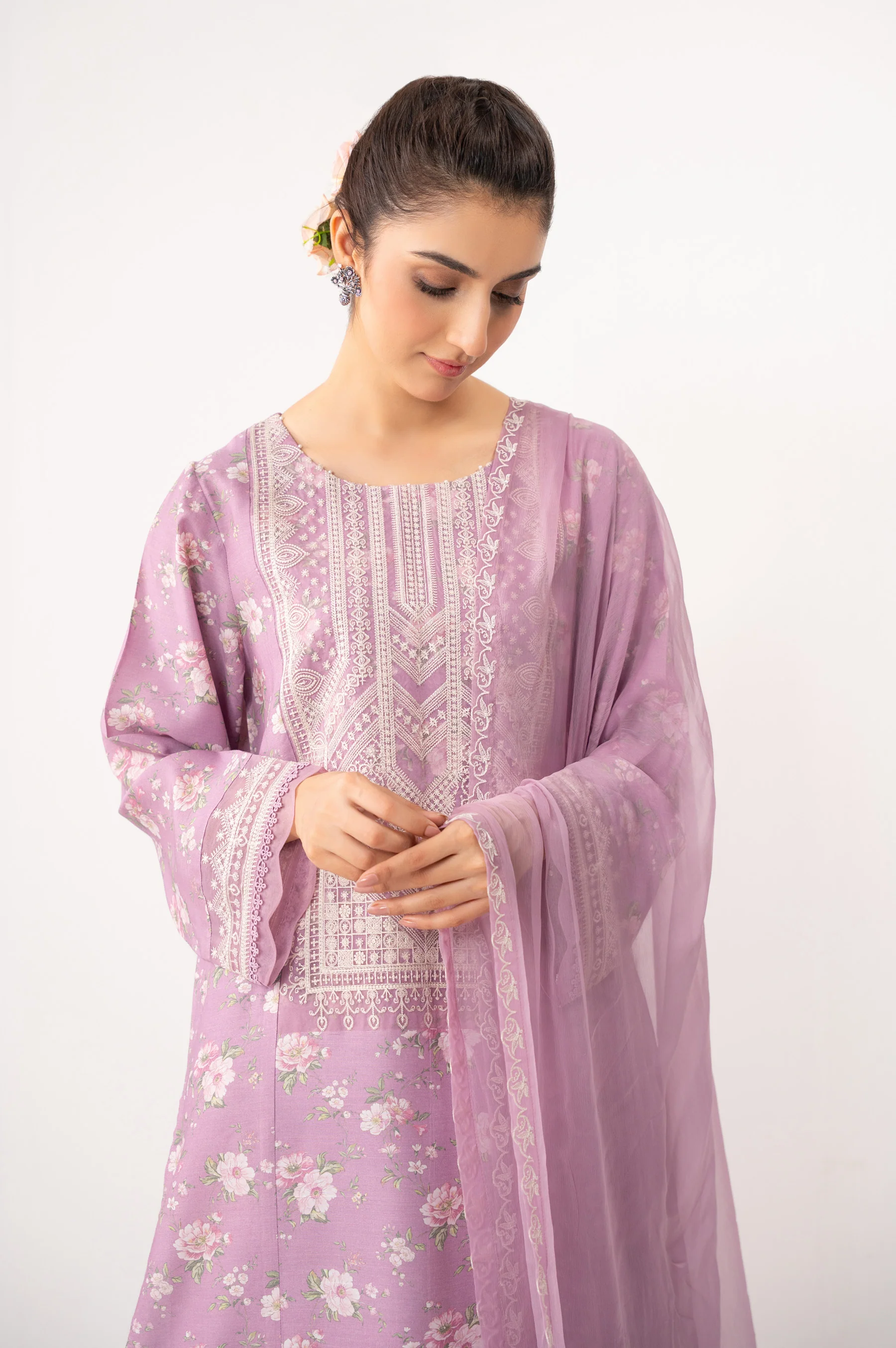 STITCHED EMBROIDERED RAW SILK SUIT - Image 3
