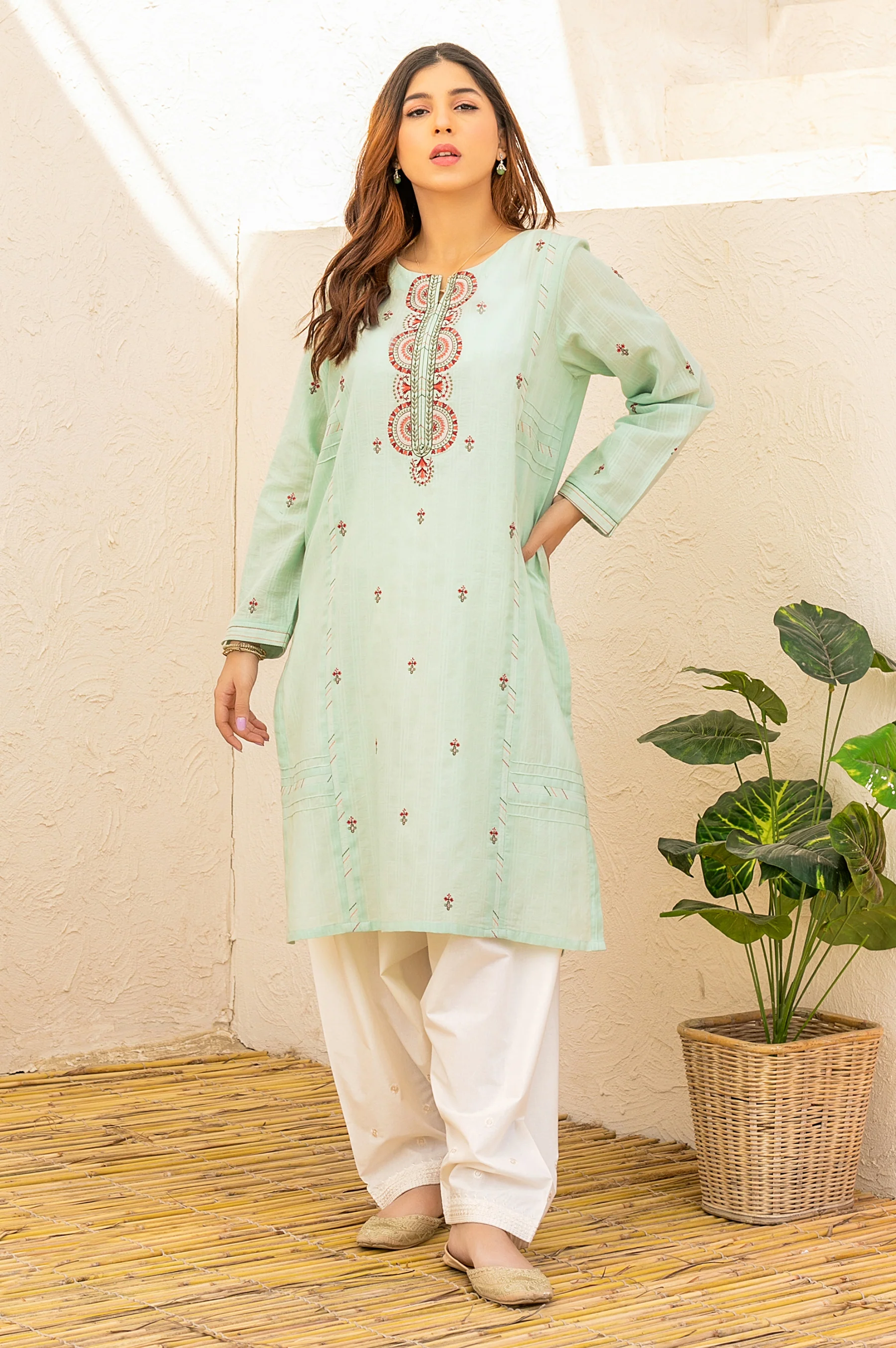 Stitched 1 Piece Embroidered Dyed Doria Shirt