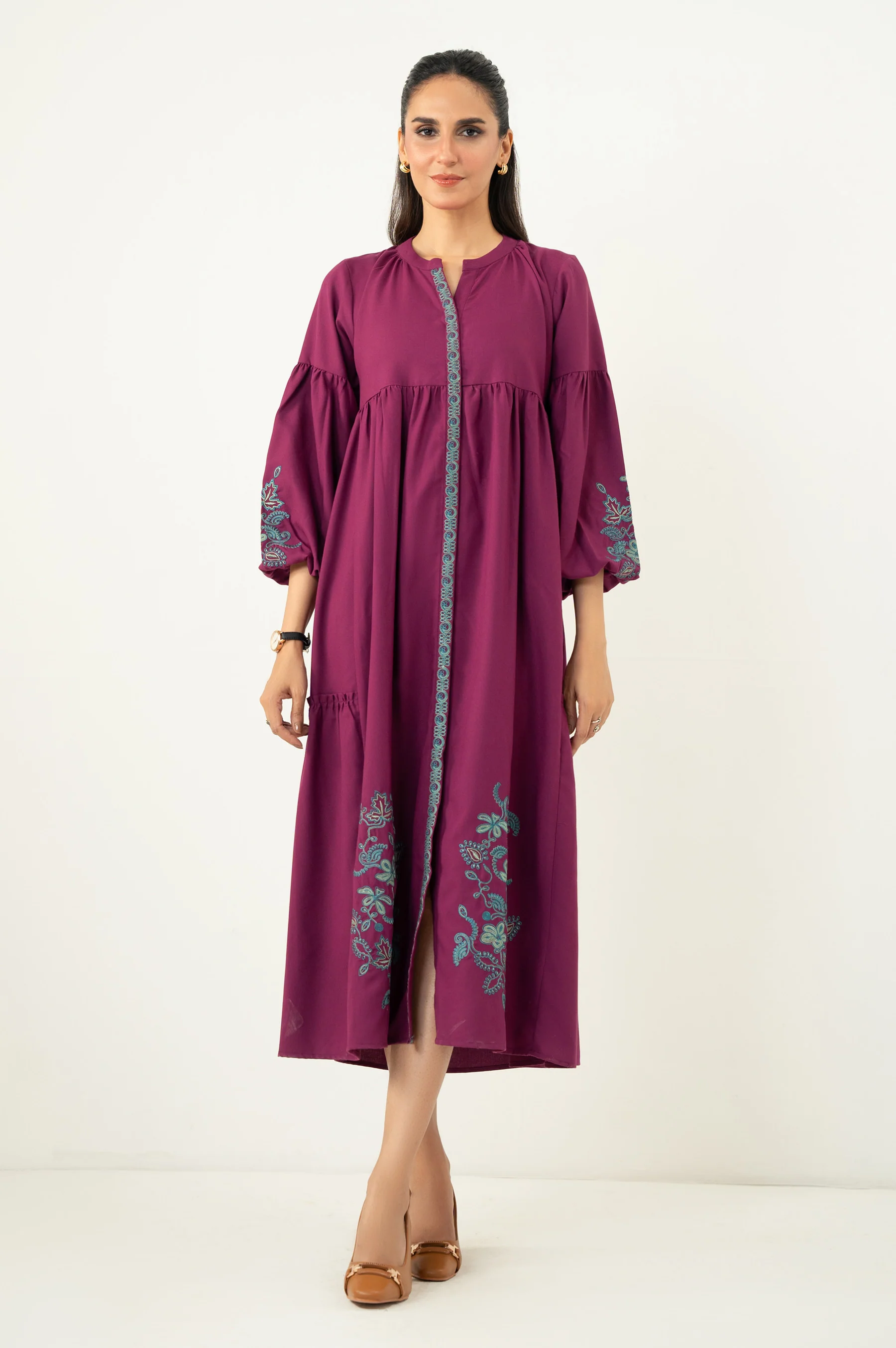 Stitched 1 Piece Embroidered Irish Long Dress