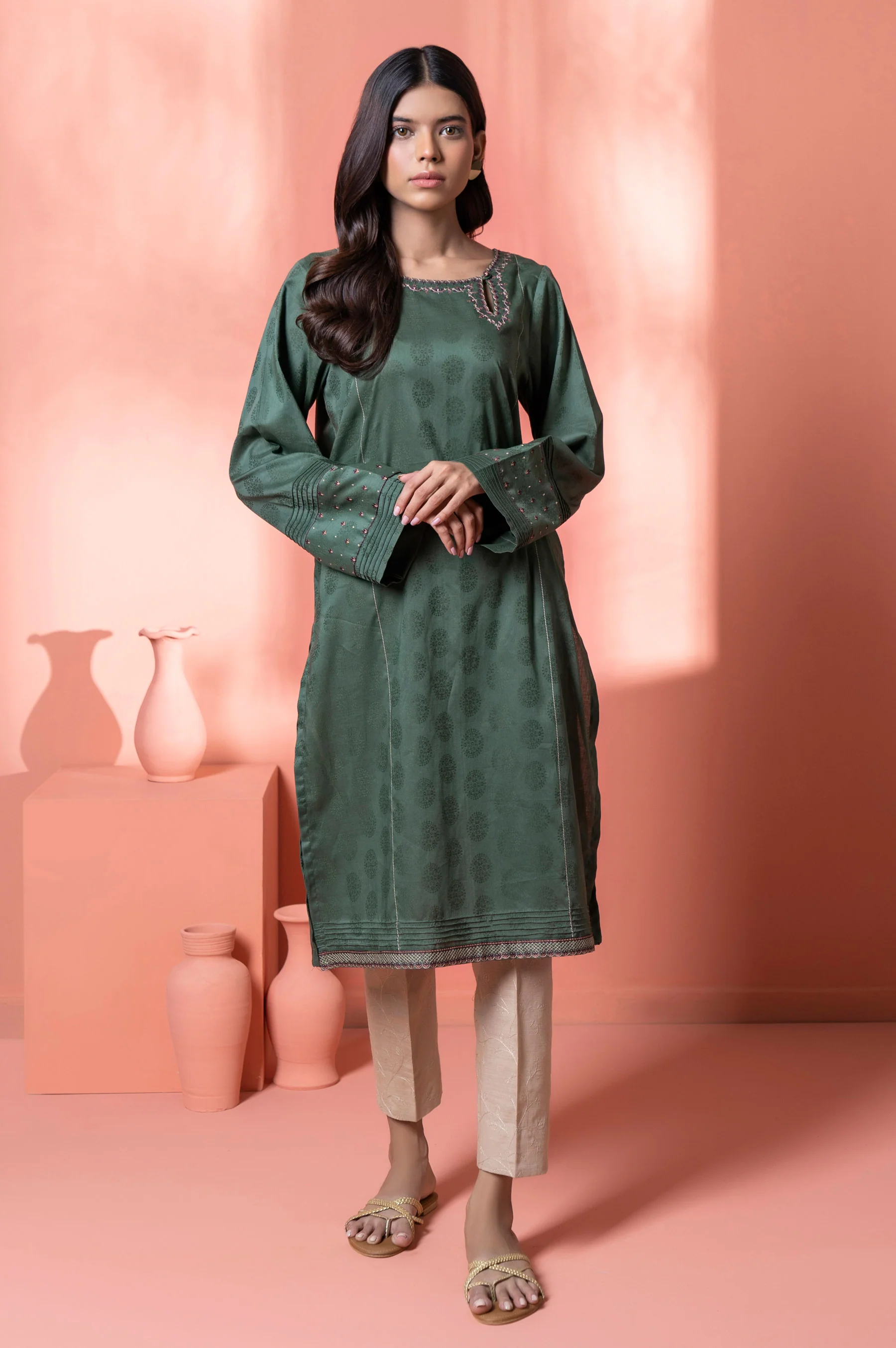 Stitched 1 Piece Embroidered Jacquard Shirt - Image 2
