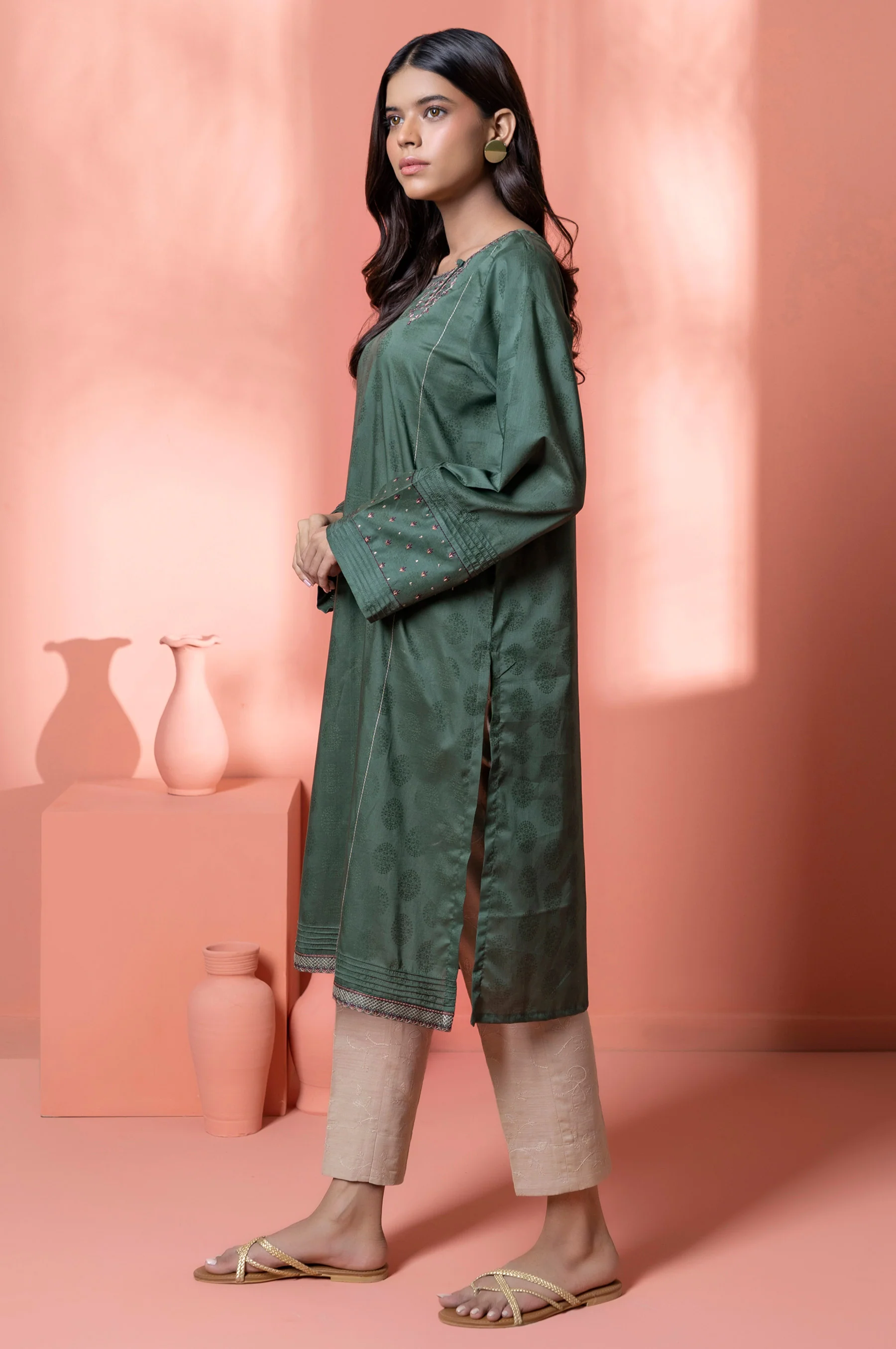 Stitched 1 Piece Embroidered Jacquard Shirt - Image 3