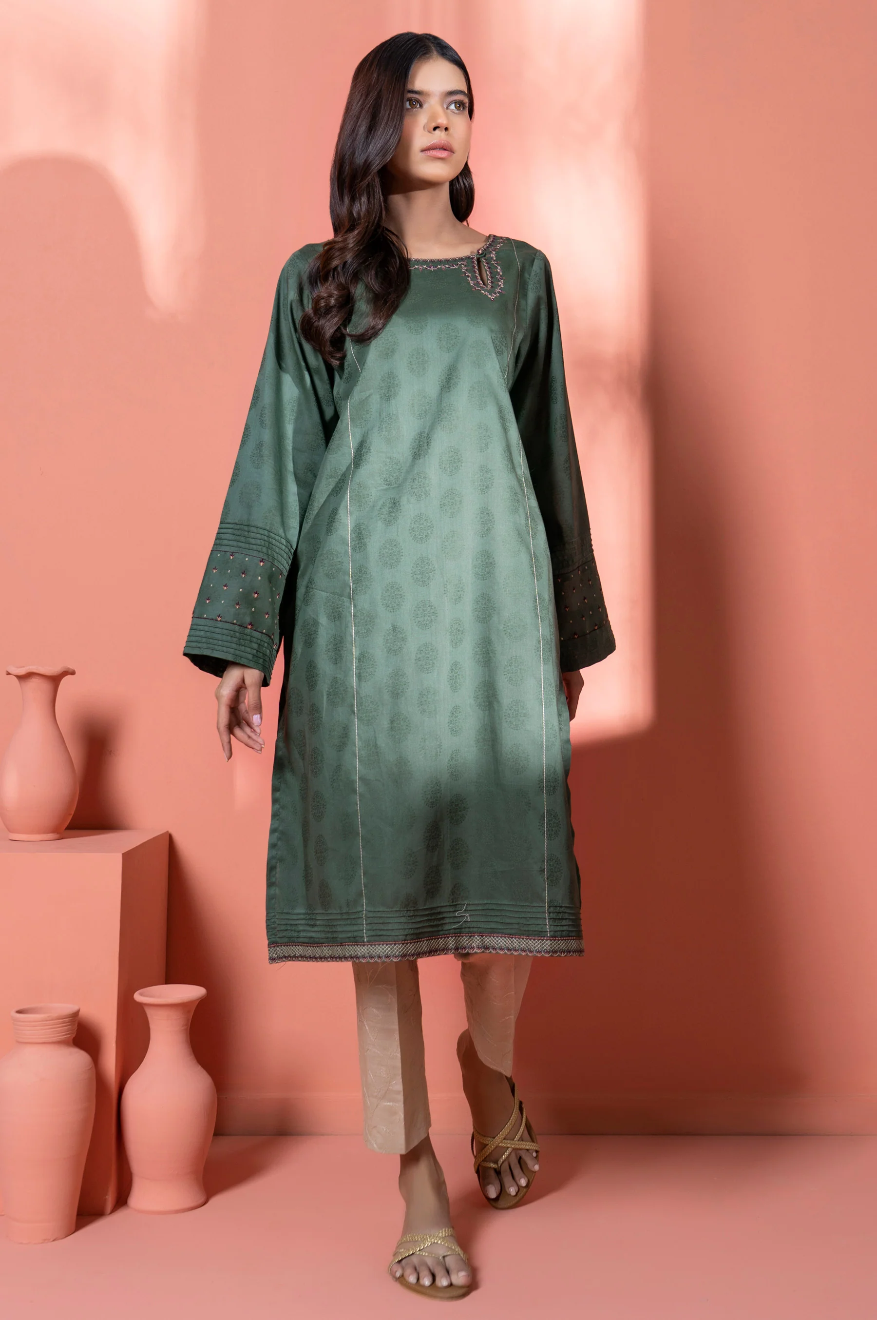 Stitched 1 Piece Embroidered Jacquard Shirt - Image 6