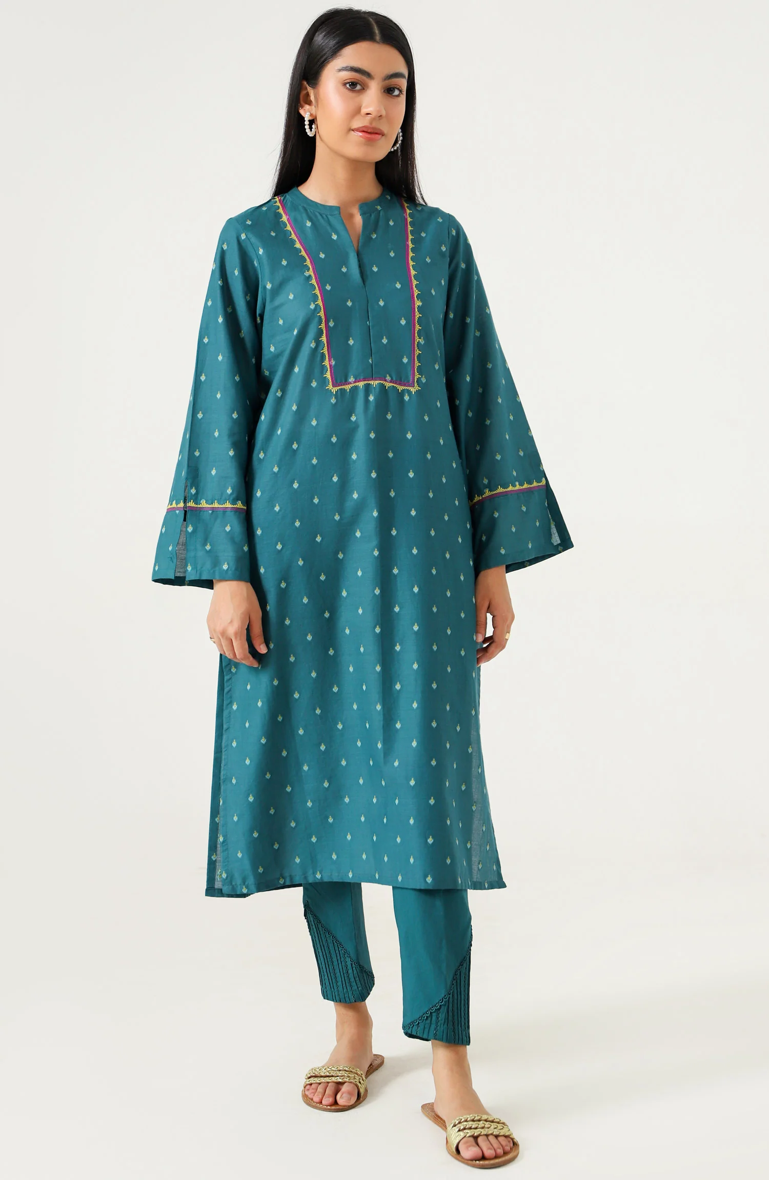 Stitched 1 Piece Embroidered Jacquard Shirt - Image 2