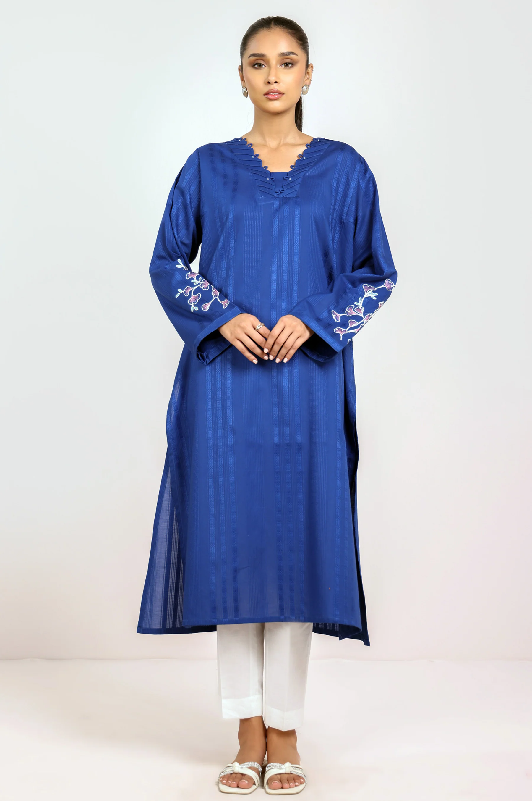 Stitched 1 Piece Embroidered Jacquard Shirt - Image 4