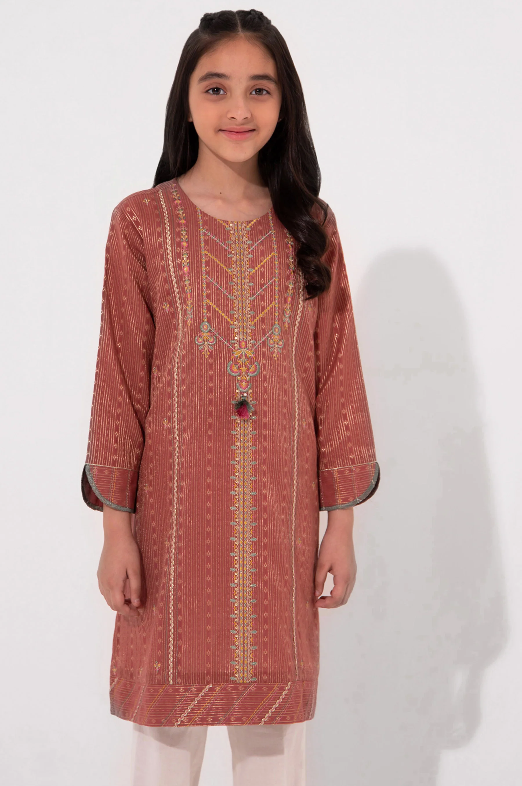 Stitched 1 Piece Embroidered Jacquard Shirt - Image 2
