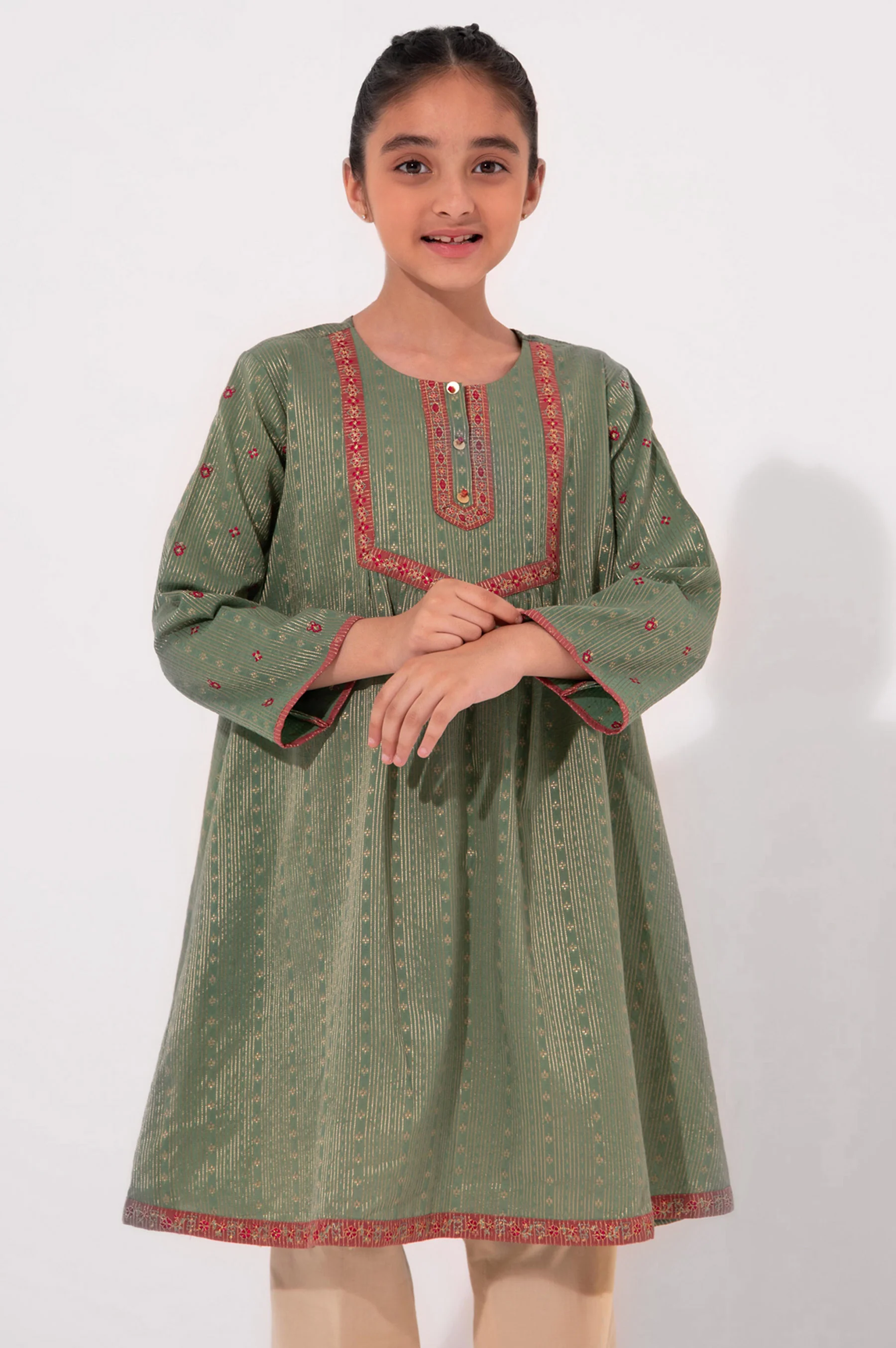 Stitched 1 Piece Embroidered Jacquard Shirt - Image 5