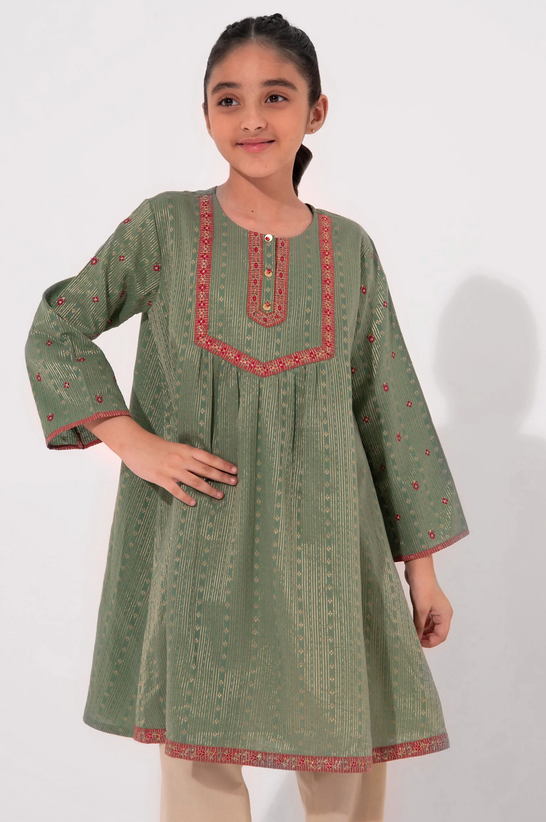 Stitched 1 Piece Embroidered Jacquard Shirt - Image 7