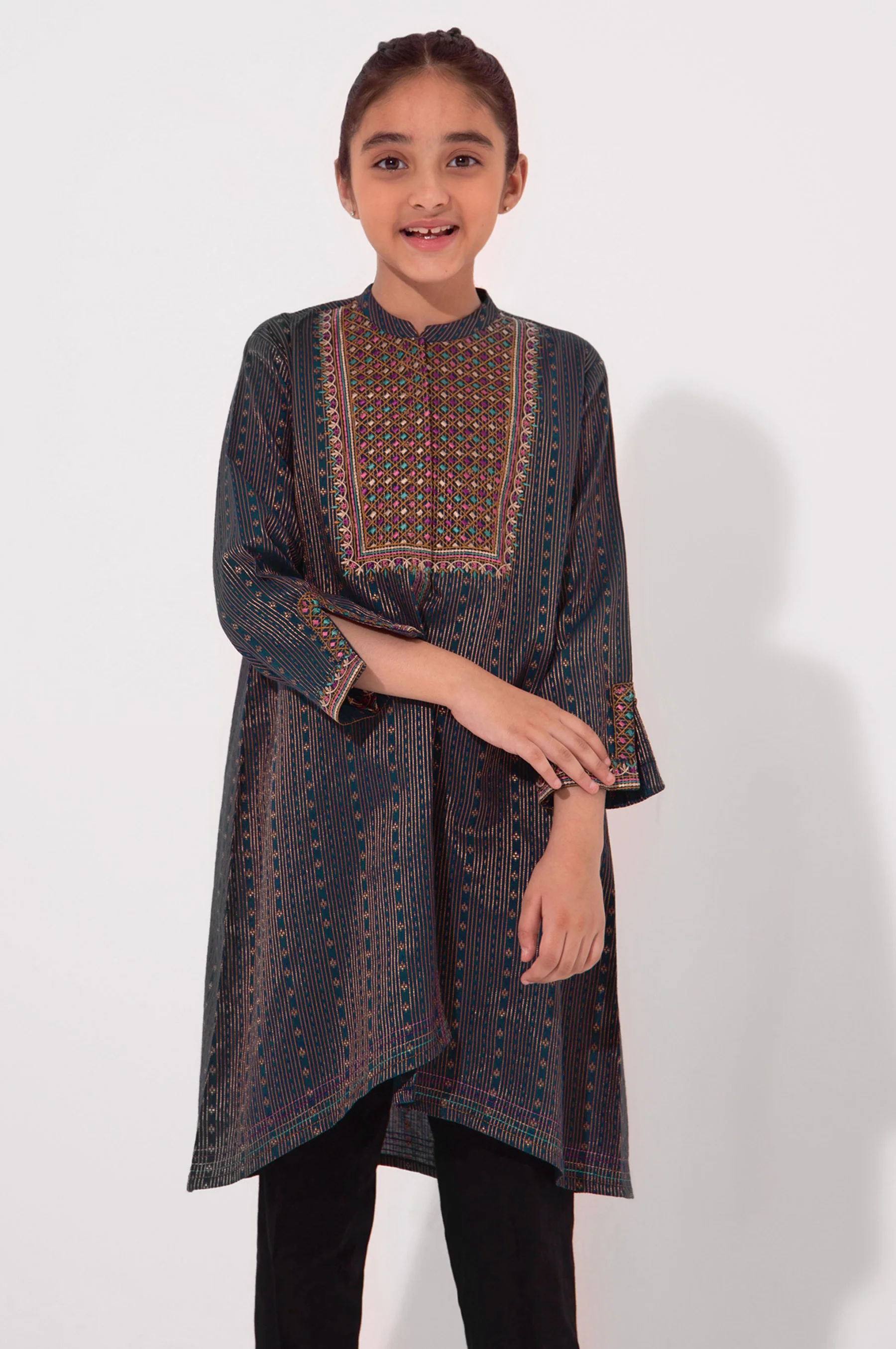 Stitched 1 Piece Embroidered Jacquard Shirt - Image 2
