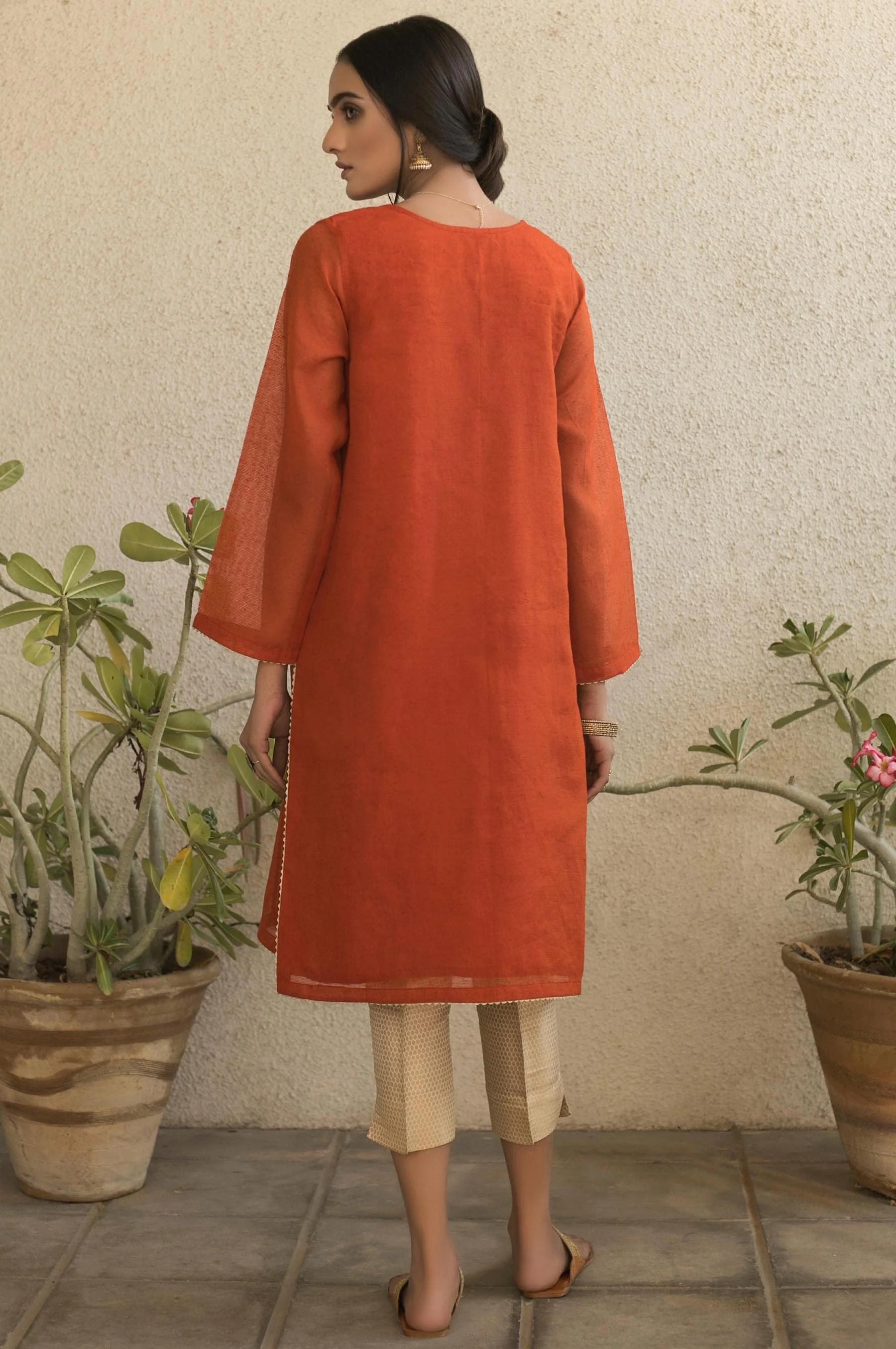 Stitched 1 Piece Embroidered Karandi Net Shirt - Image 2