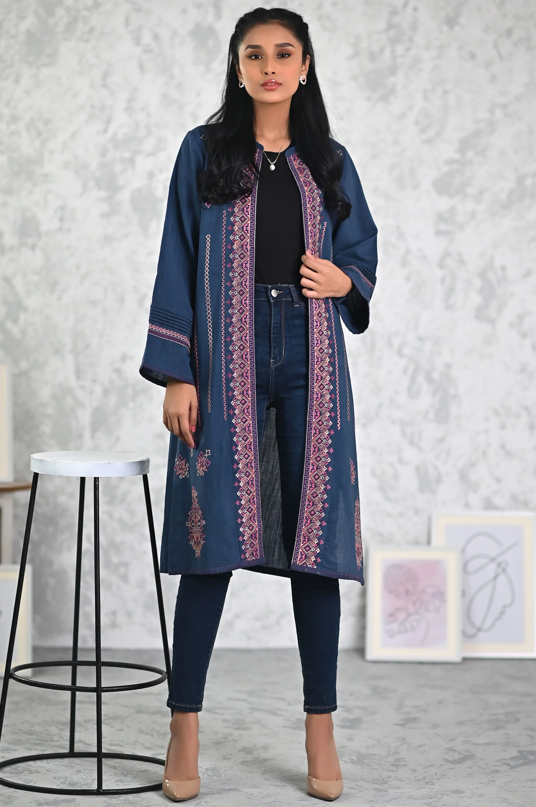 Stitched 1 Piece Embroidered Khaddar Jacket