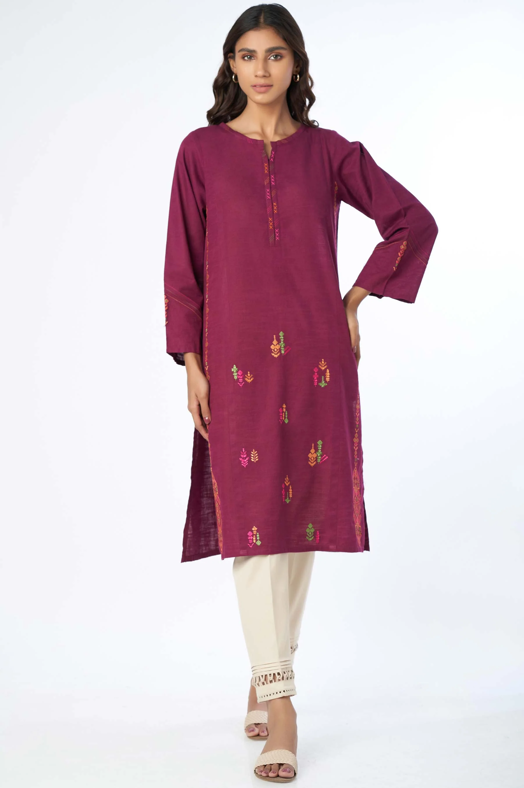 Stitched 1 Piece Embroidered Khaddar Shirt - Image 2