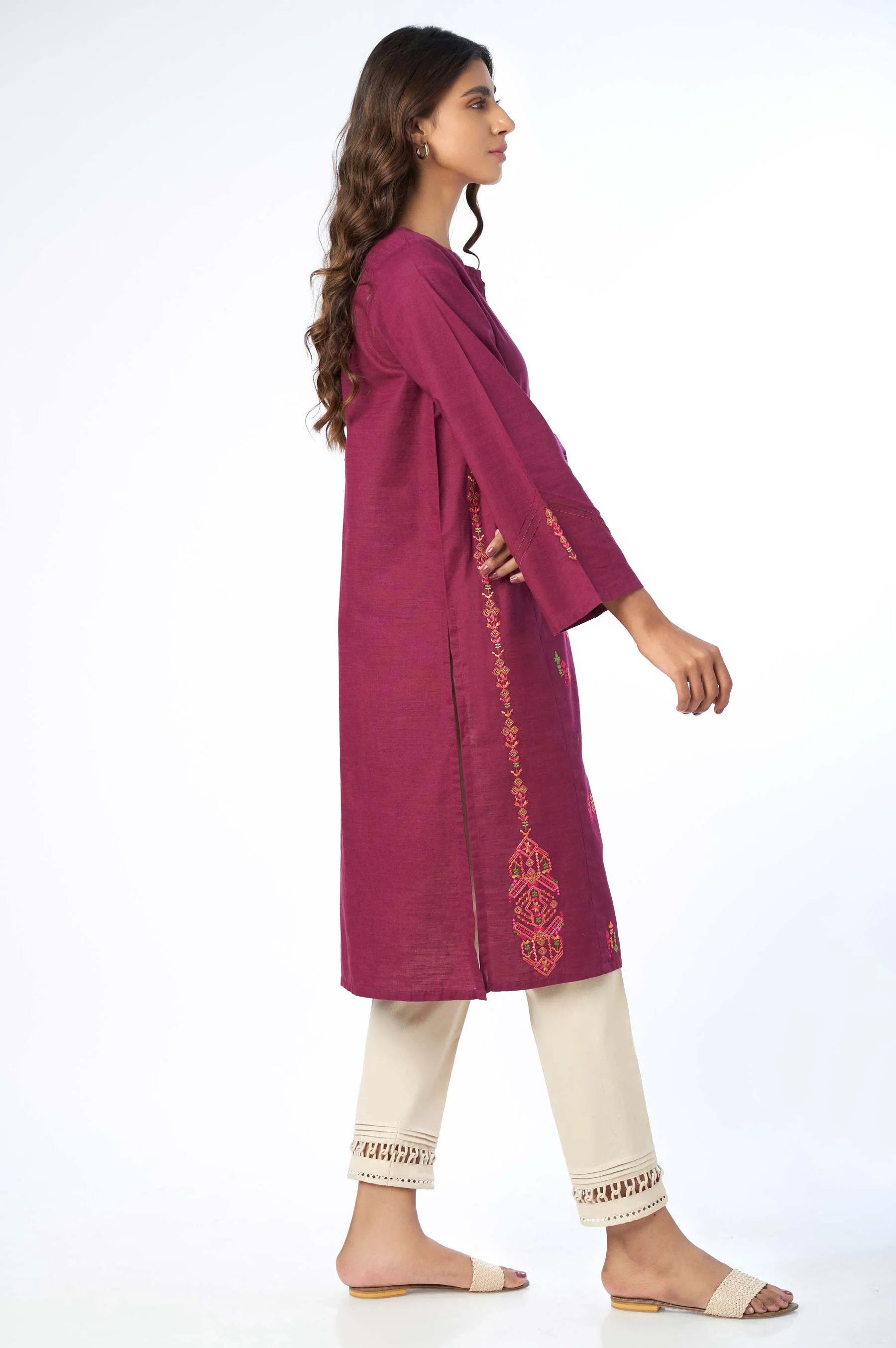 Stitched 1 Piece Embroidered Khaddar Shirt - Image 4