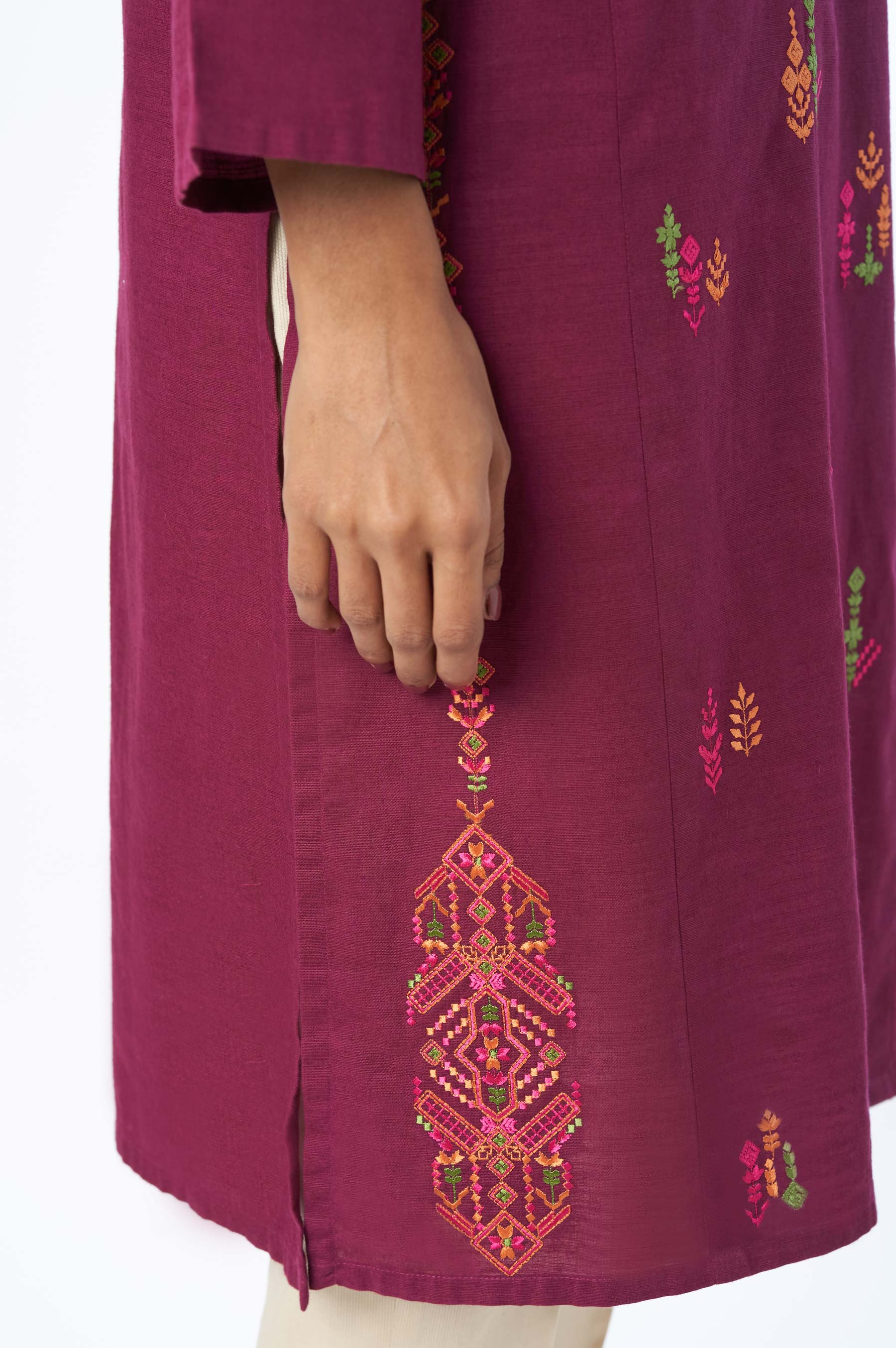 Stitched 1 Piece Embroidered Khaddar Shirt - Image 5