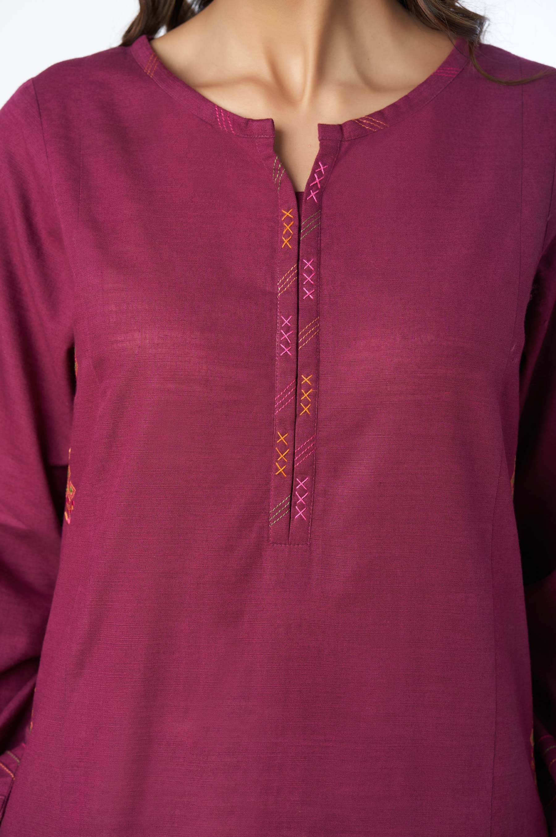 Stitched 1 Piece Embroidered Khaddar Shirt - Image 6