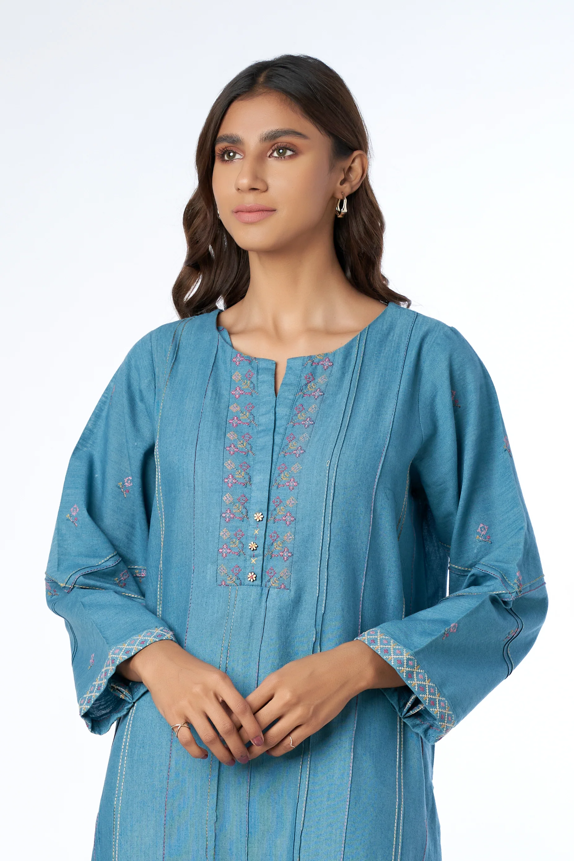 Stitched 1 Piece Embroidered Khaddar Shirt