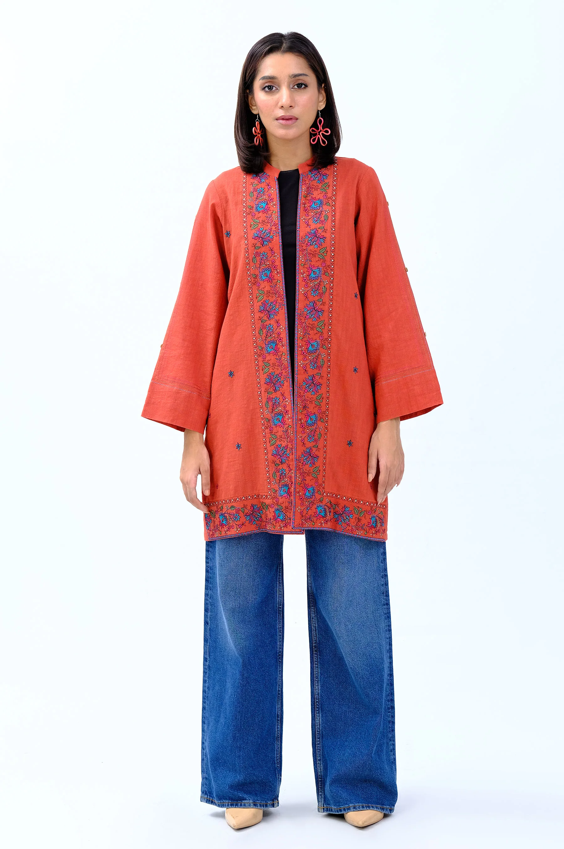 Stitched 1 Piece Embroidered Khaddar Jacket - Image 2