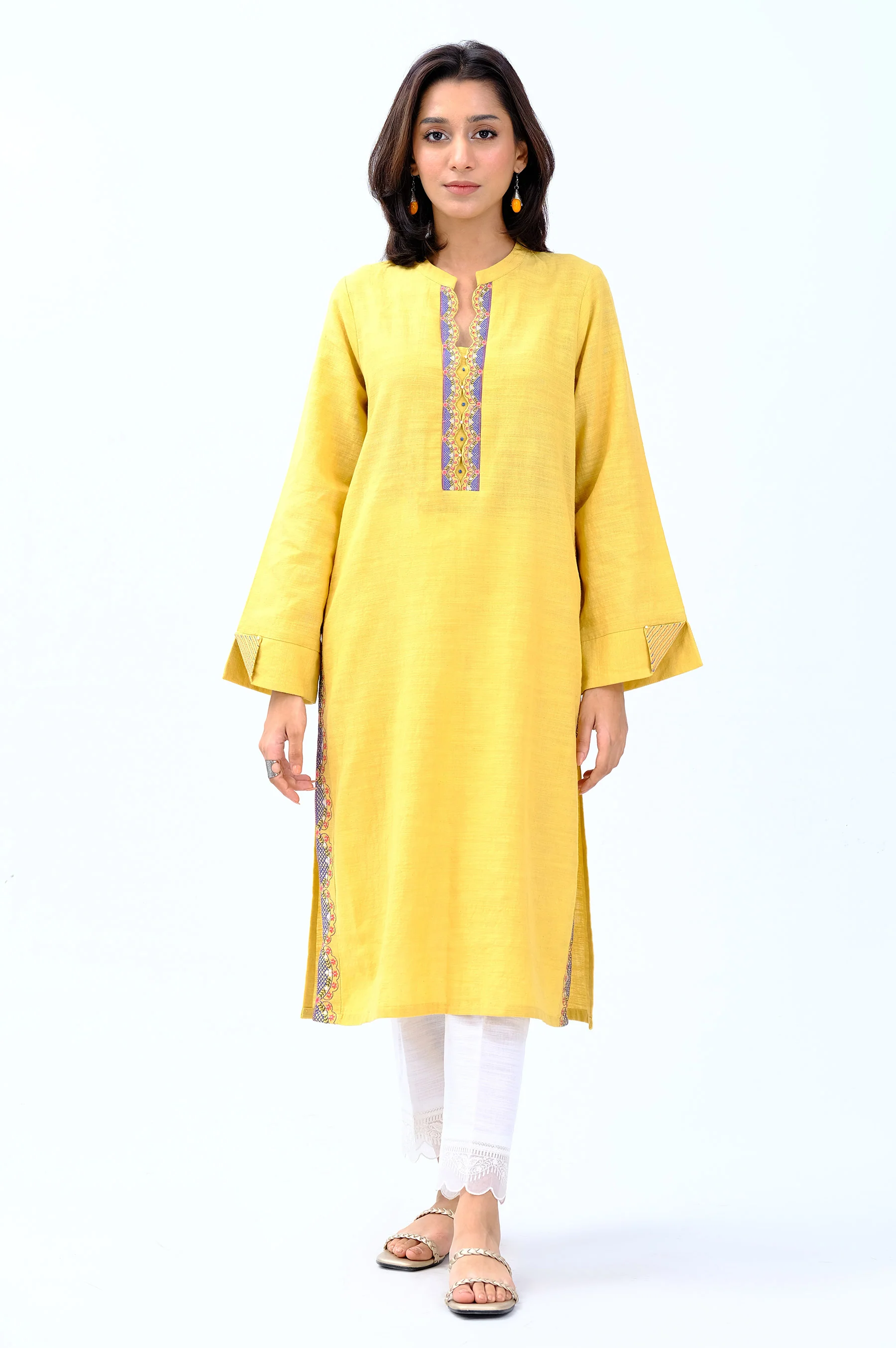 Stitched 1 Piece Embroidered Khaddar Shirt - Image 2